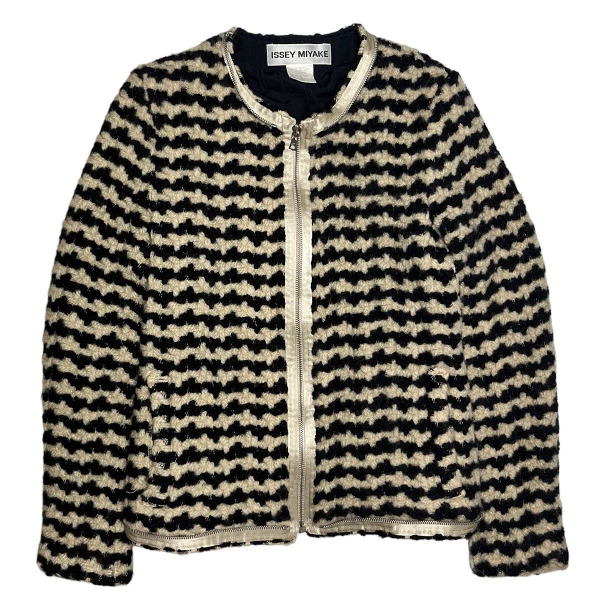 image of Issey Miyake Tweed Jacket in Herringbone Tweed, Women's (Size Medium)