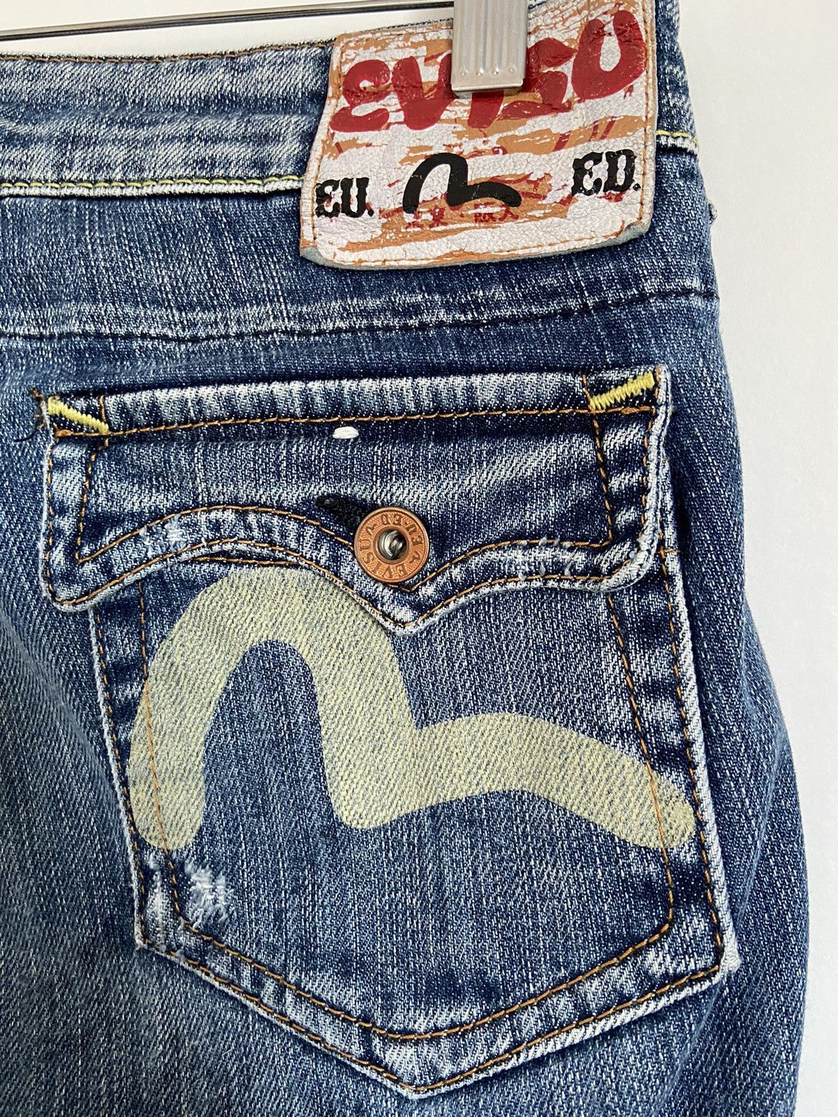 Evisu × Japanese Brand Evisu y2k washed out jeans big pockets logo zip bell-bottom Size US 27 - 3 Thumbnail