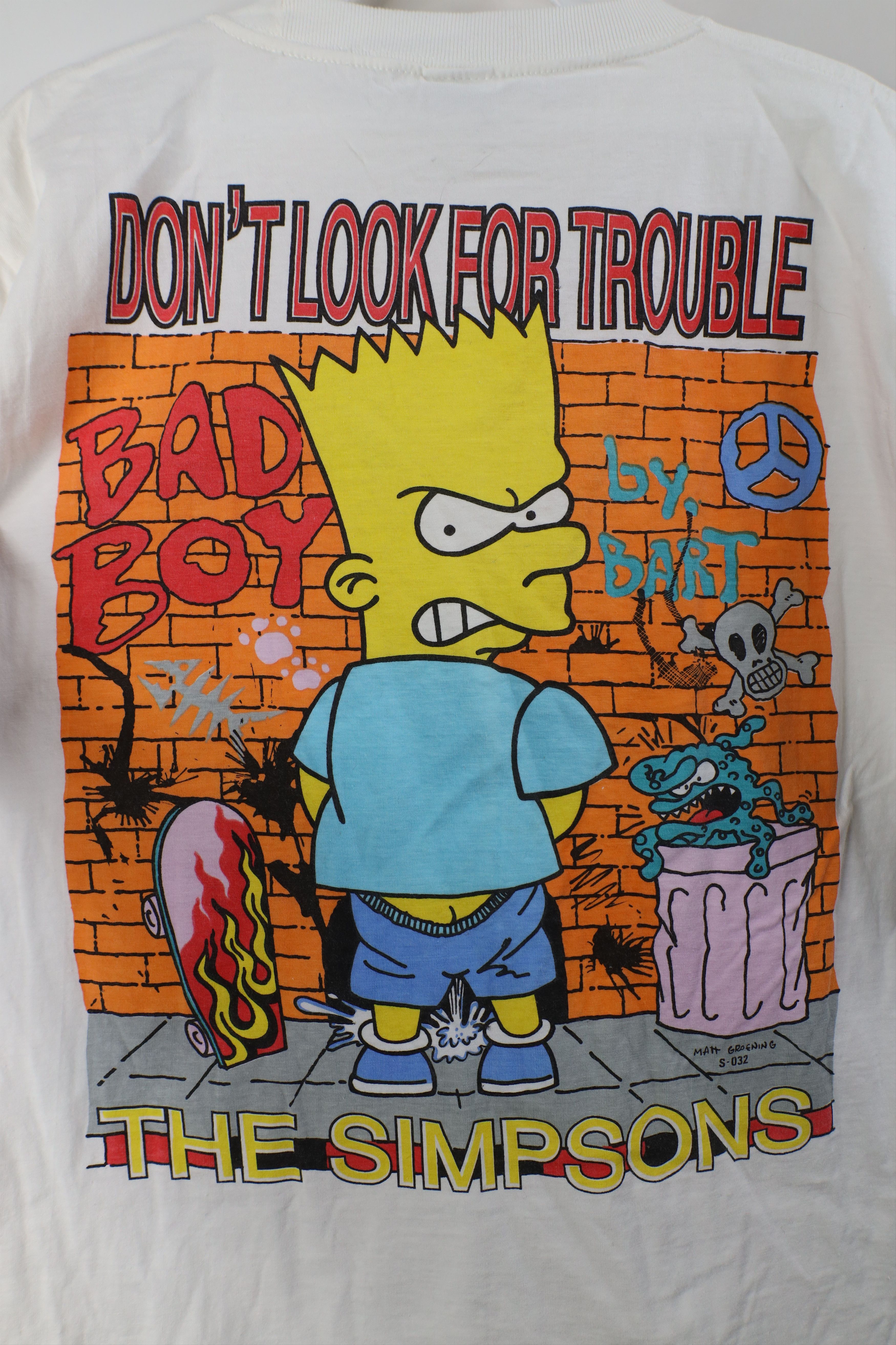 Vintage Vintage 90s The Simpsons Bart Gang Graffiti T-Shirt White Size US M / EU 48-50 / 2 - 8 Thumbnail