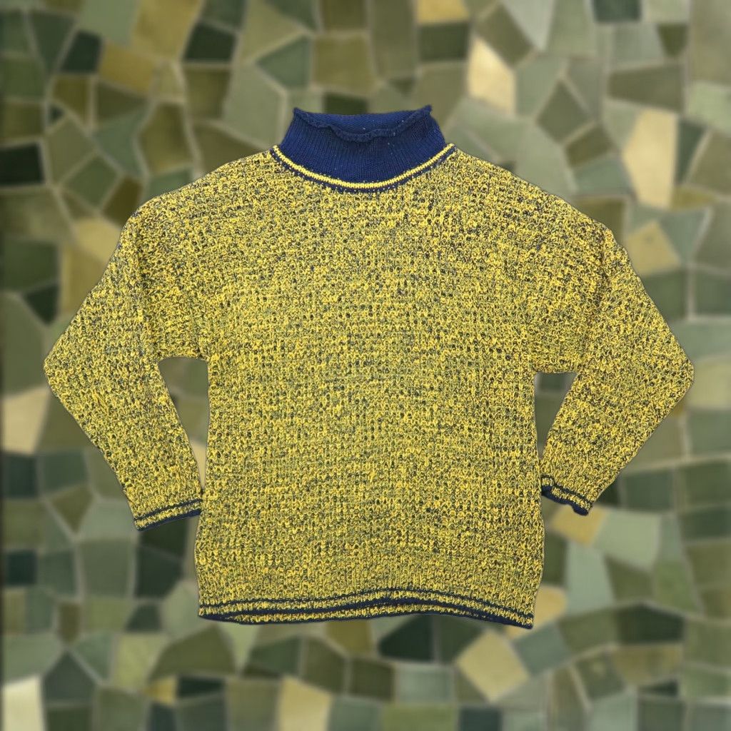 Vintage VINTAGE 90s Karen Scott Sweater Shirt Womens M Yellow Navy Marled Roll Neck Knit Pullover Long Sleeve Casual Size M / US 6-8 / IT 42-44 - 1 Thumbnail