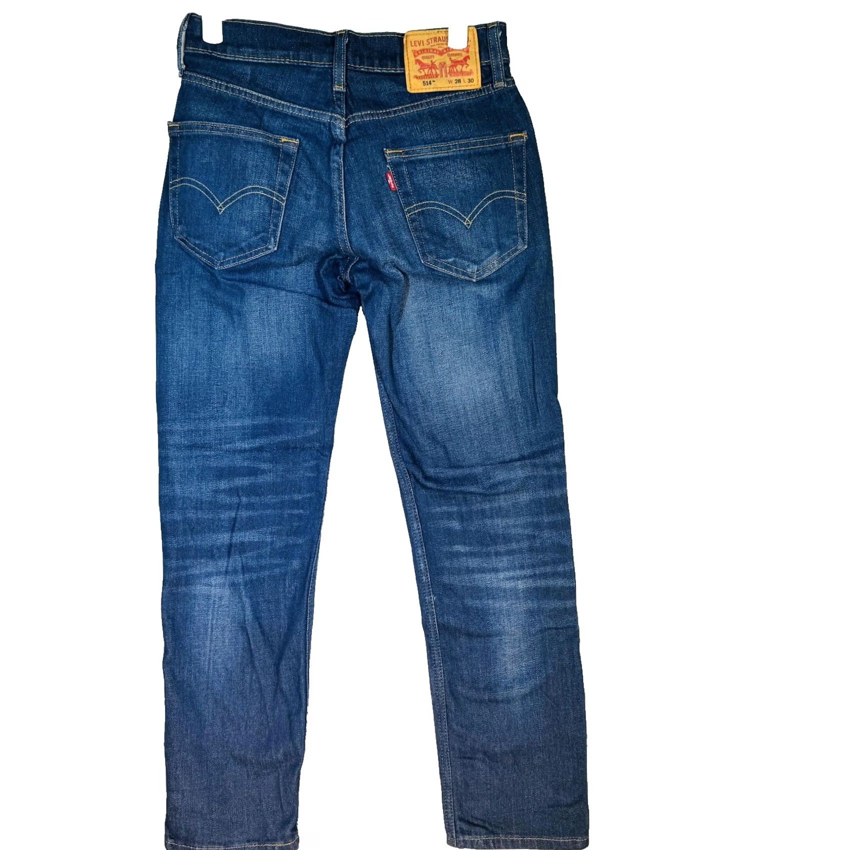 Levi's Levi's 514 Jeans Mens 28x30 Blue Medium Wash Straight Denim Stretch Zip Fly Pockets Size US 28 / EU 44 - 2 Thumbnail