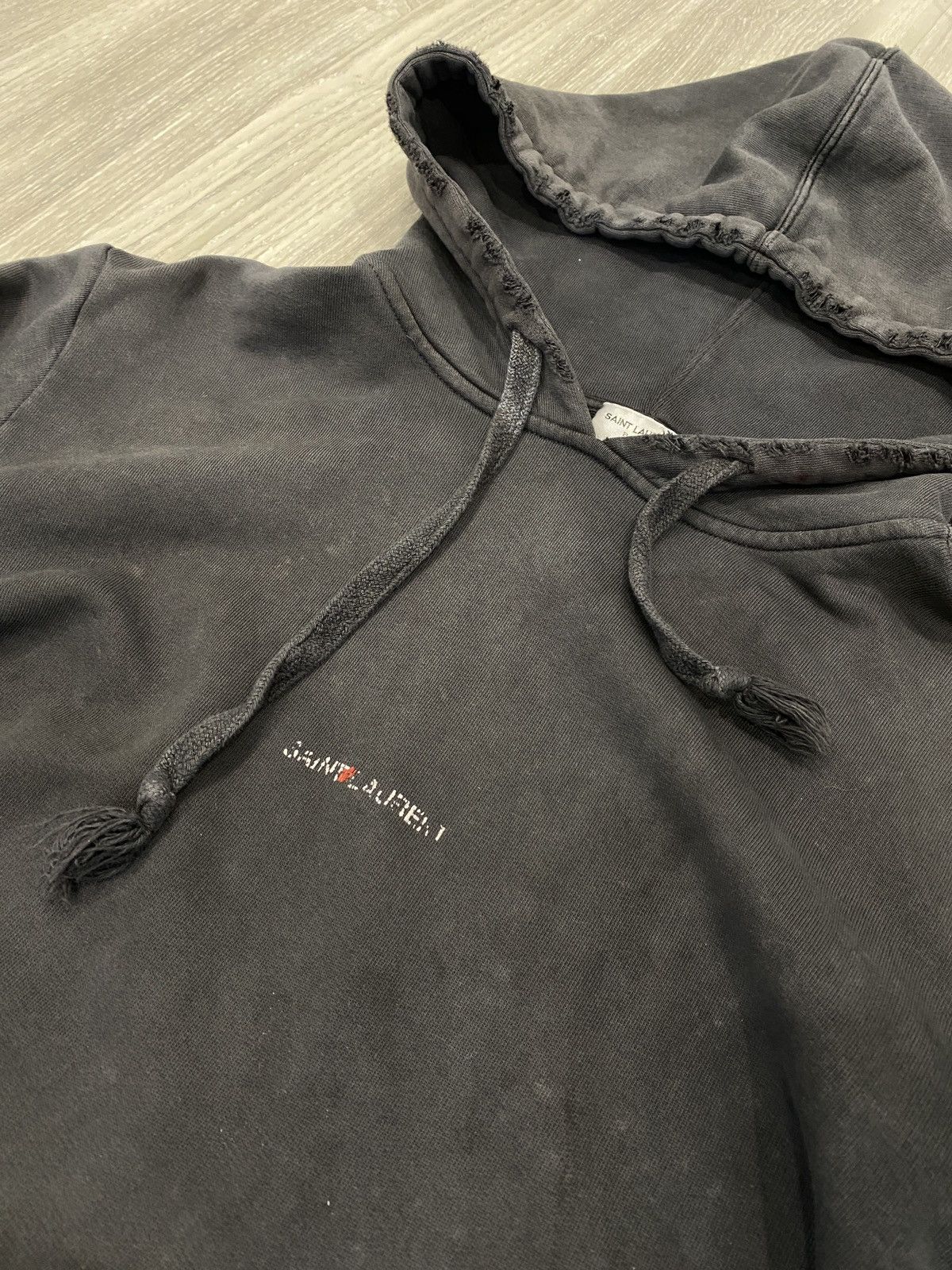 Saint Laurent Paris Saint Laurent Hedi Slimane Logo Hoodie Distressing Size US M / EU 48-50 / 2 - 3 Thumbnail
