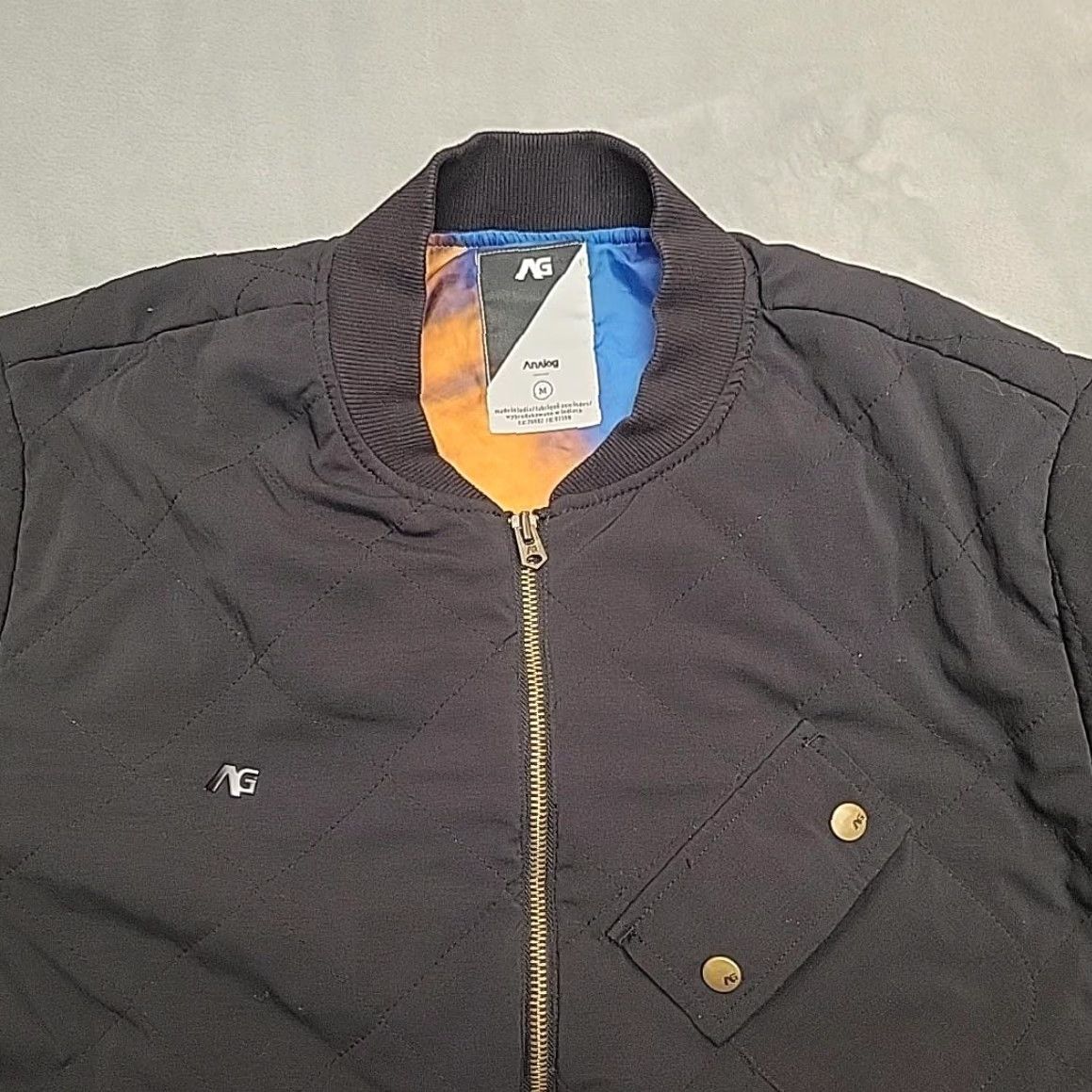 Vintage Analog Mens Jacket Full Zip Quilted Insulated Bomber Nylon Black M Size Pockets Logo Embroidered Wool Patch Lining Polyester Tie Dye Size US M / EU 48-50 / 2 - 3 Thumbnail