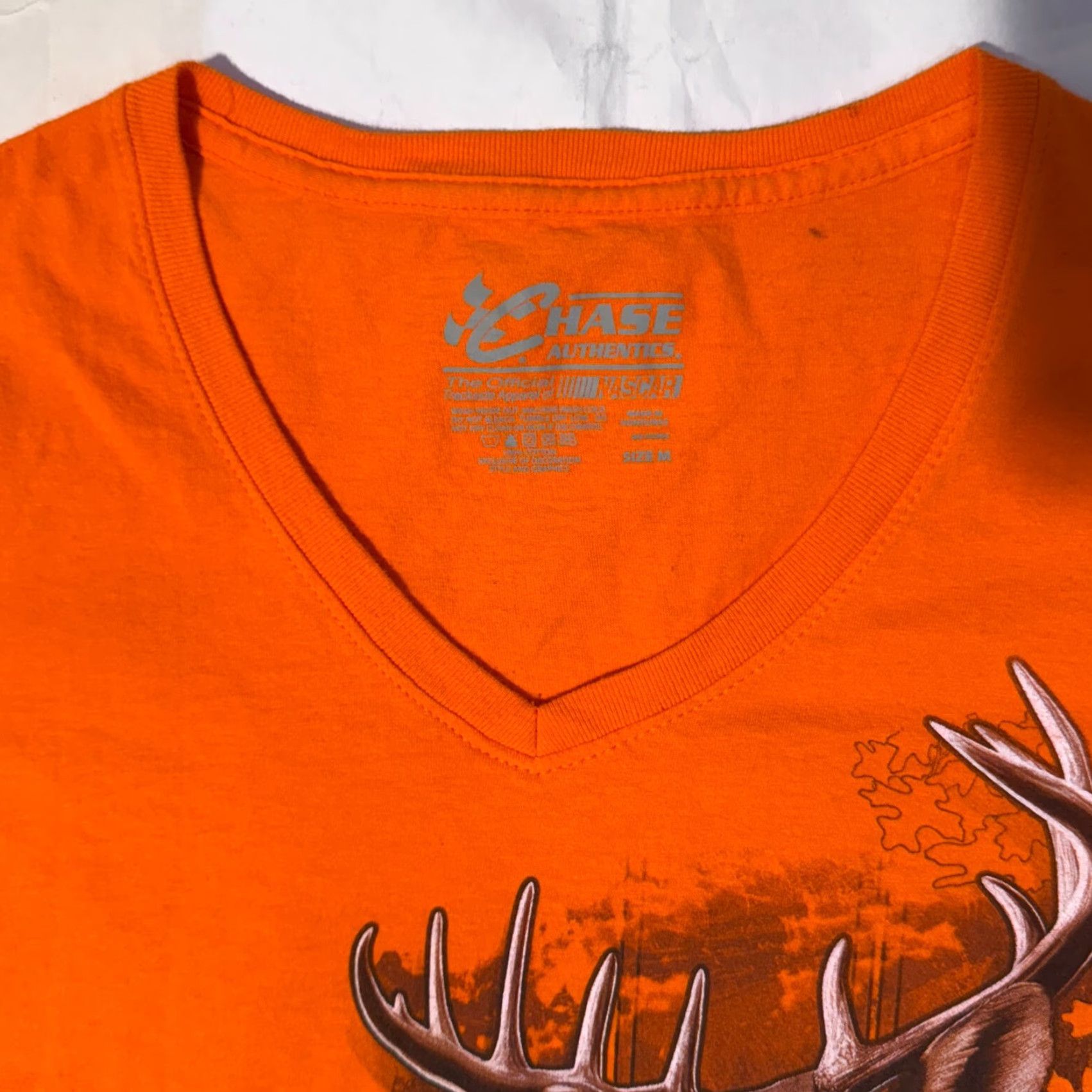 Chase Authentics NASCAR Racing Tony Stewart Deer Buck Tshirt Orange Chase Authentics V-Neck T-Shirt short sleeve Womens M Logo Casual Size M / US 6-8 / IT 42-44 - 2 Thumbnail