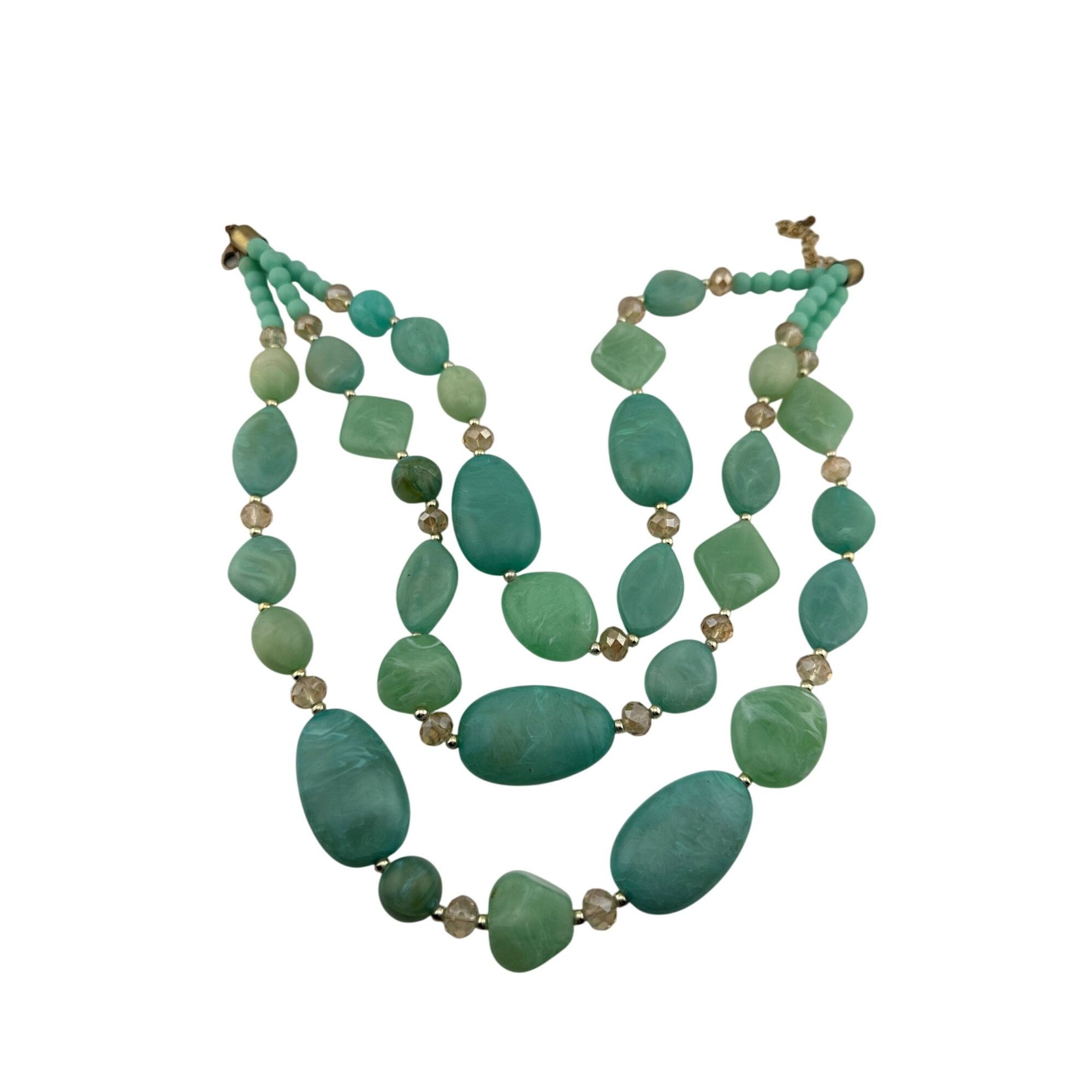 Other Vintage Beautiful Women's Chunky Three Strand Beaded Necklac Size ONE SIZE - 2 Thumbnail