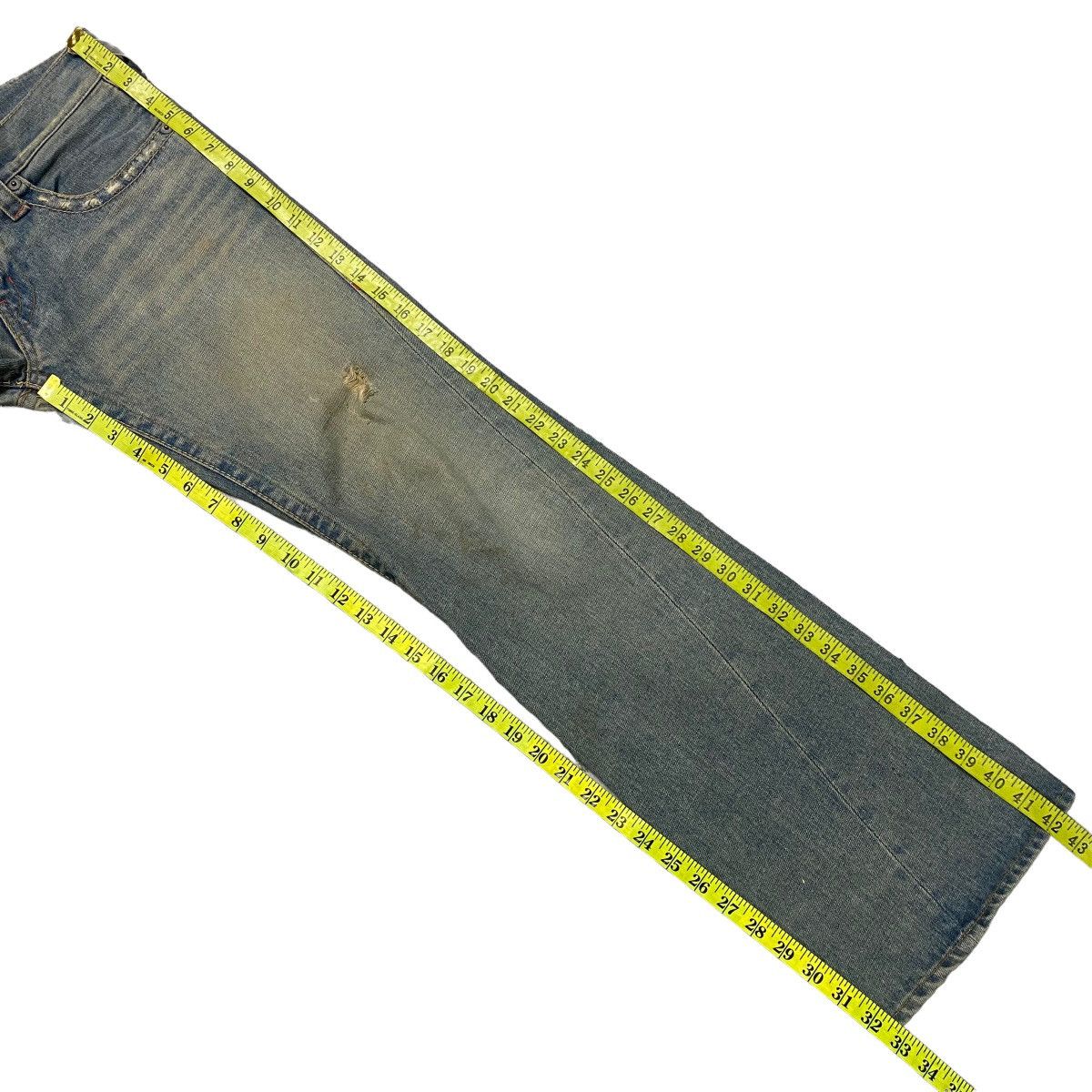 Japanese Brand Union Made Purple&Yellow Mudwash Denim Flare Jeans Size US 30 / EU 46 - 21 Thumbnail