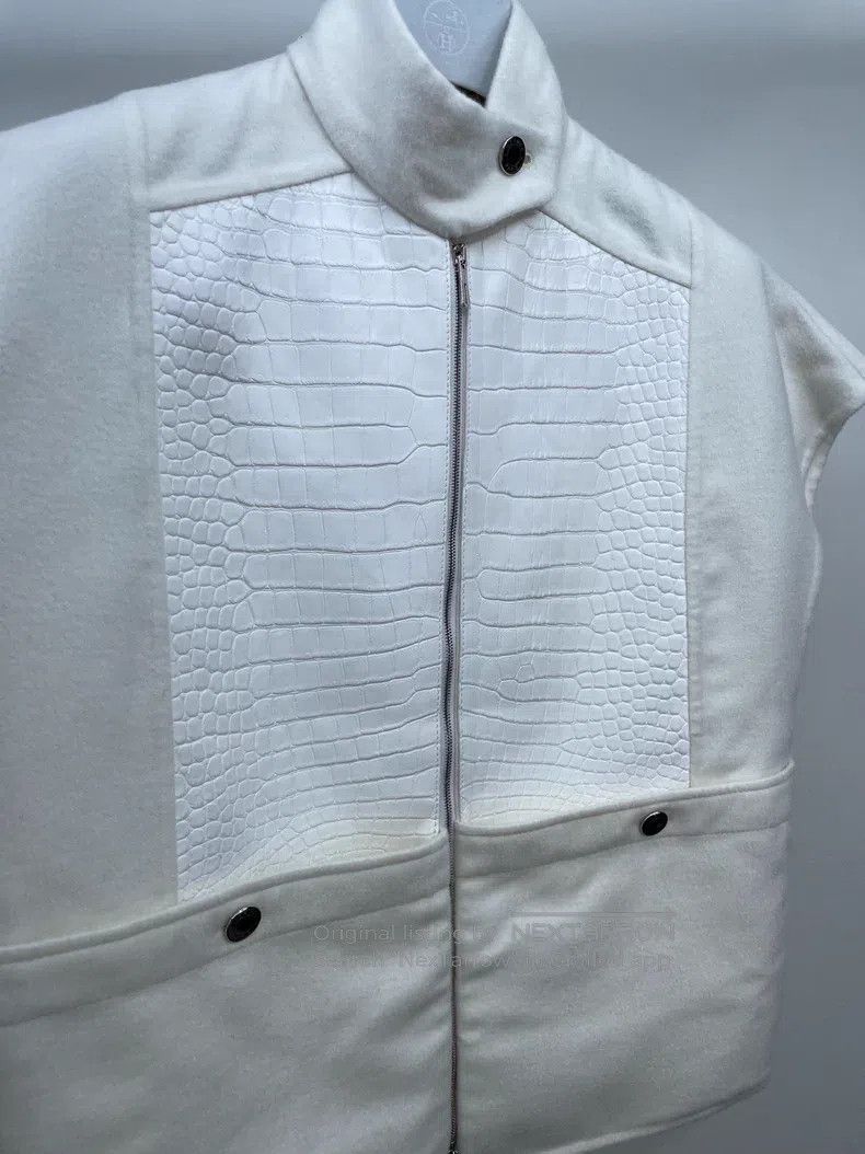 Hermes Hermes Crocodile Leather Patchwork Cashmere Vest Size XXS / US 00 / IT 34 - 5 Thumbnail