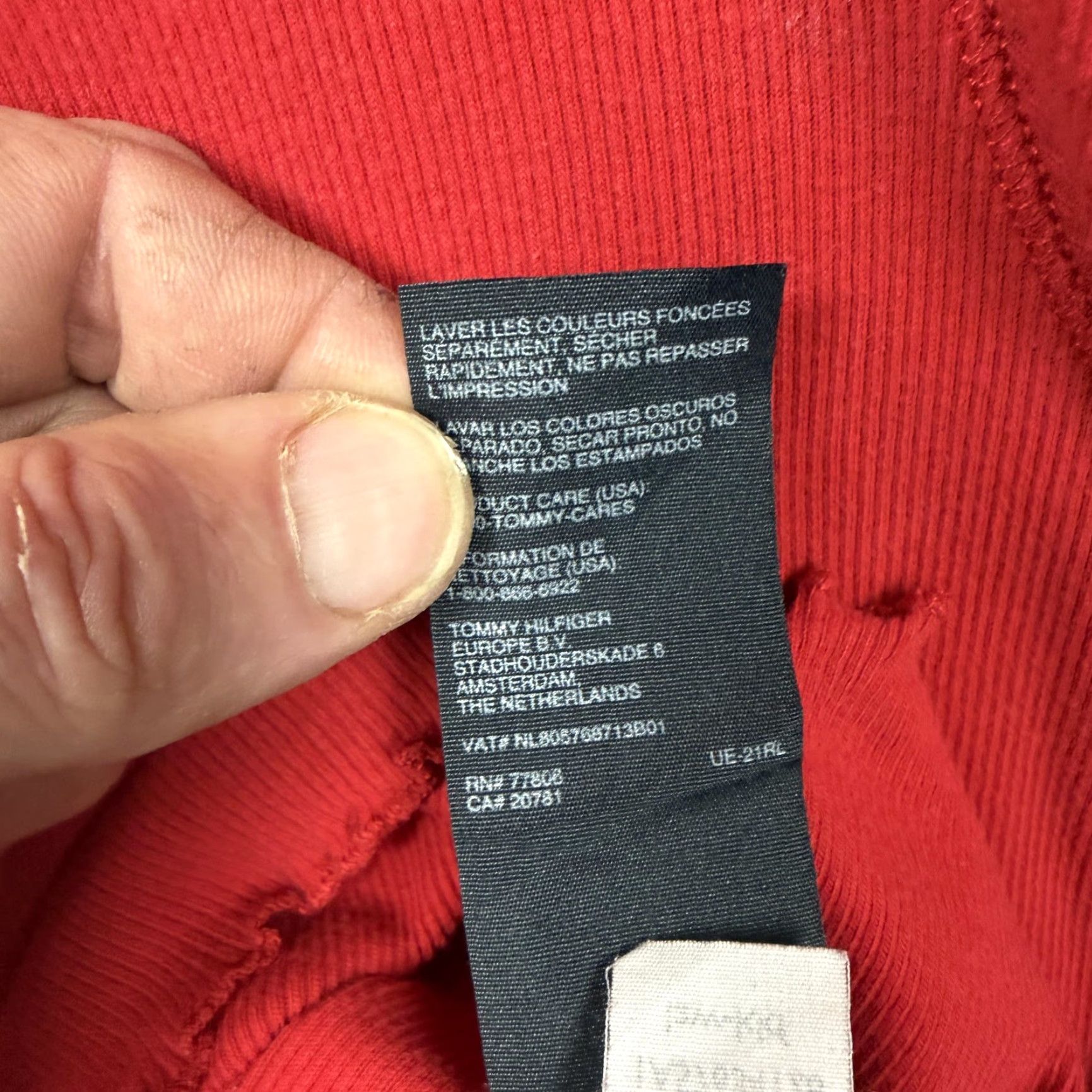 Tommy Hilfiger Tommy Hilfiger Top Womens Large Red Ribbed Lace Trim Henley Long Sleeve Preppy Size L / US 10 / IT 46 - 7 Thumbnail