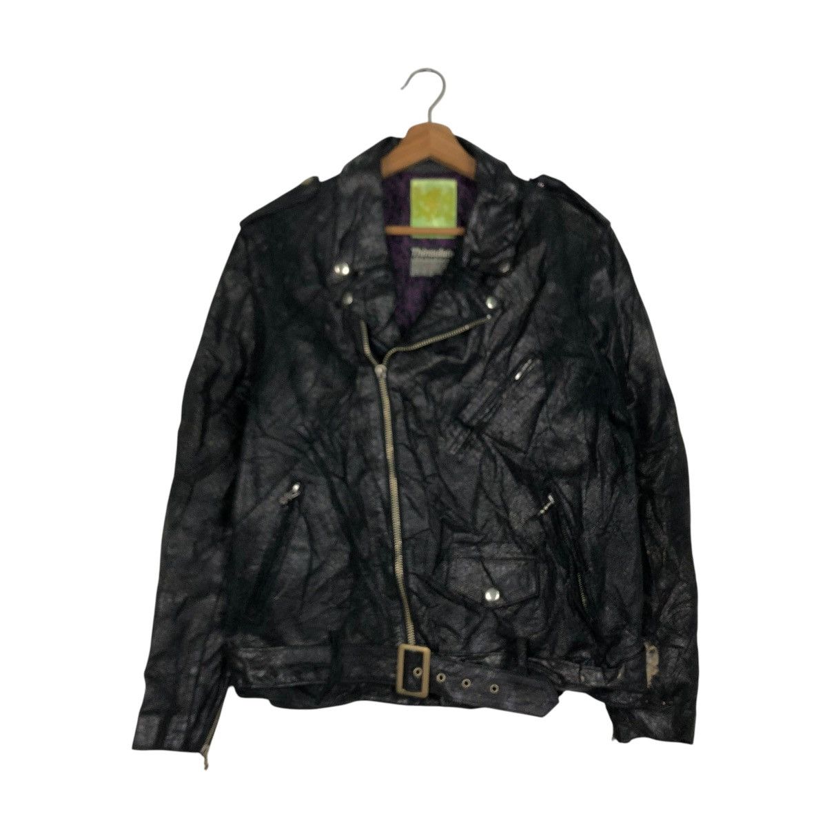 Japanese Brand 🔥VINTAGE BIKER LEATHER JACKET SWAGGER DOUBLE COLLAR Size US M / EU 48-50 / 2 - 3 Thumbnail