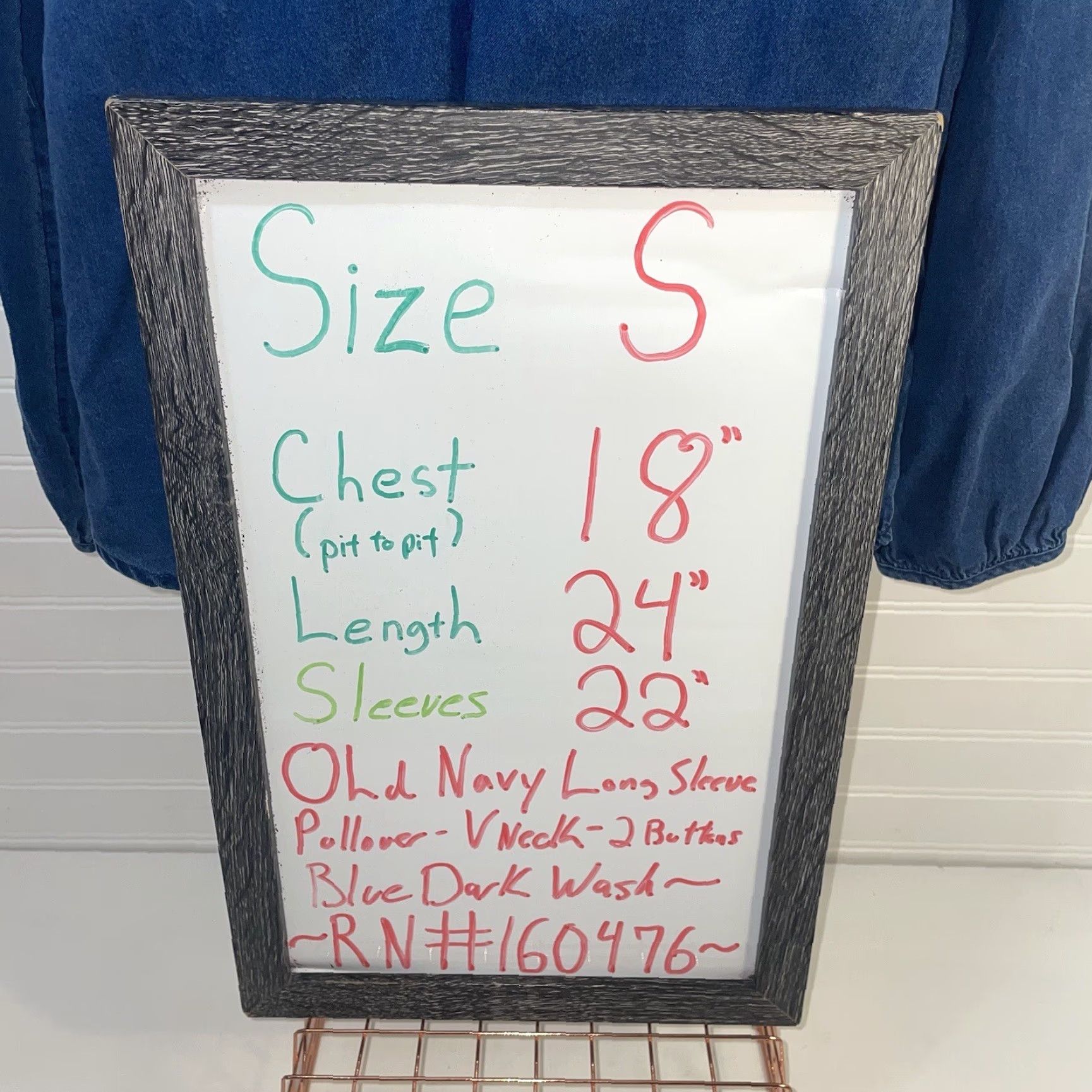 Old Navy Old Navy Shirt Women Small Dark Wash Blue Denim Look V Neck Long Sleeve Knit Button Pullover Casual Fall Winter Spring Size S / US 4 / IT 40 - 4 Thumbnail