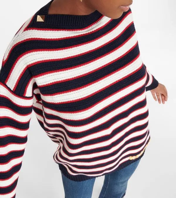 Valentino o1y0326 Stripes Sweater in Multicolor Size L / US 10 / IT 46 - 2 Thumbnail
