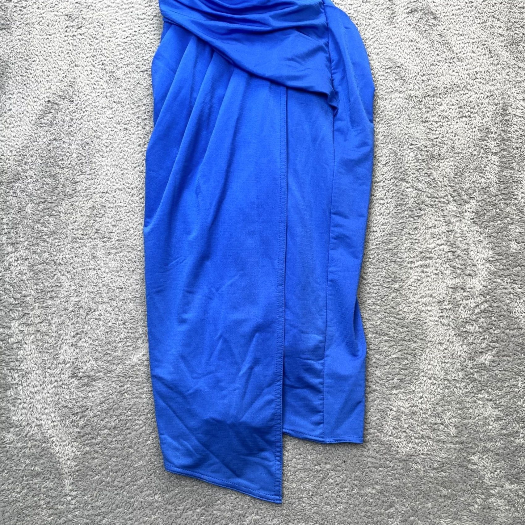 Vintage SHEIKE Dress Womens 10 Blue Bodycon Stretch Spaghetti Strap Surplice Neck Lined Size L / US 10 / IT 46 - 6 Thumbnail