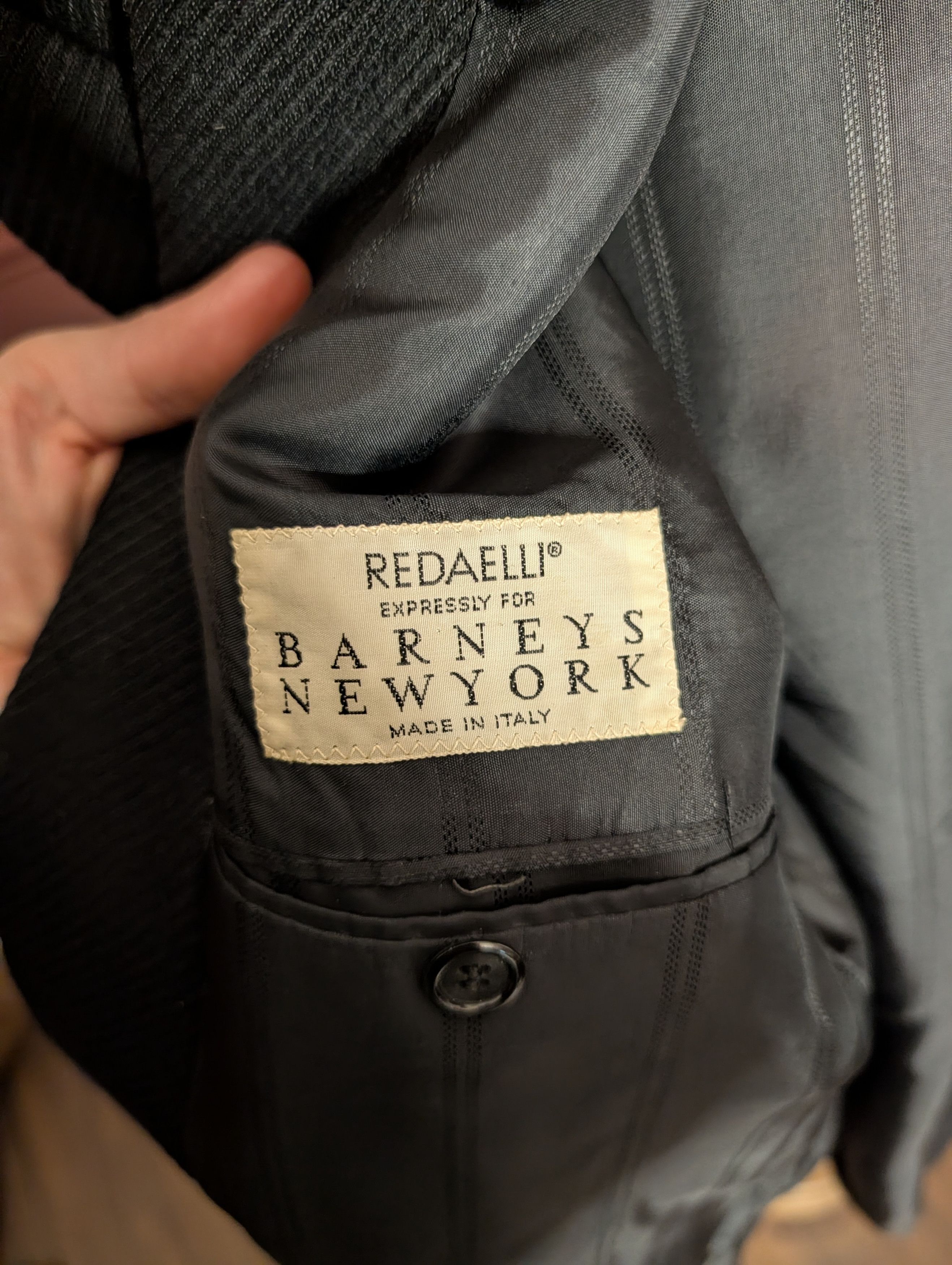 Barneys New York REDAELLI Barney's corduroy virgin wool Italy black jacket Size 42R - 8 Thumbnail