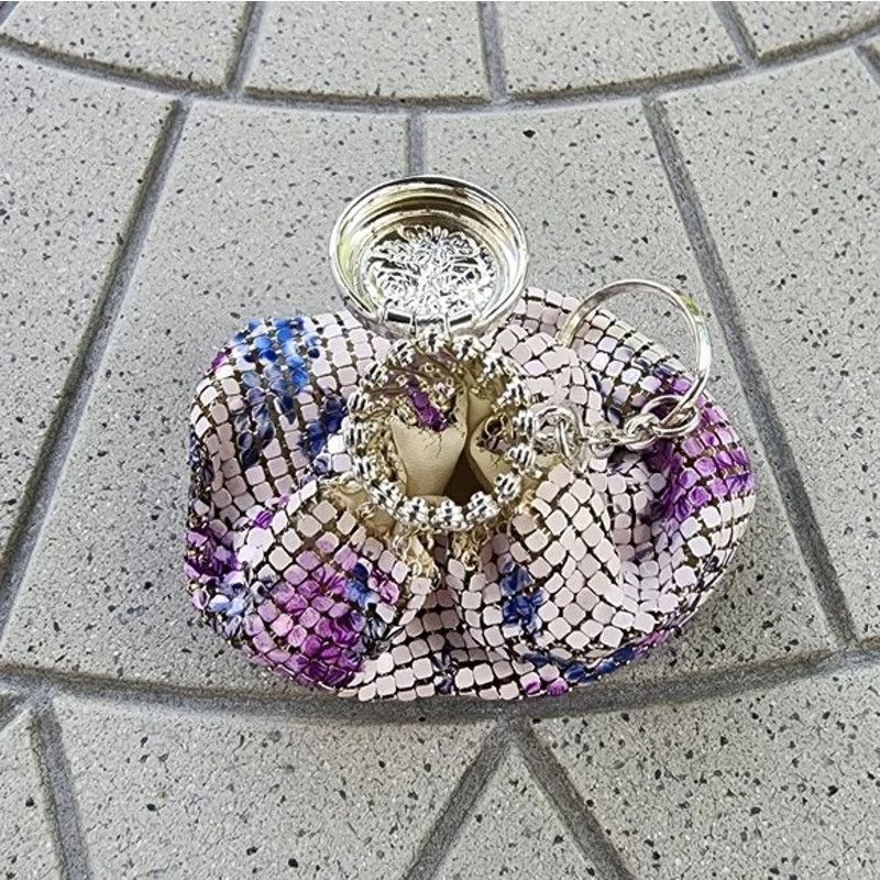 Designer Whiting & Davis Mesh Chainmail Floral Art Deco Coin Purse Size ONE SIZE - 5 Thumbnail