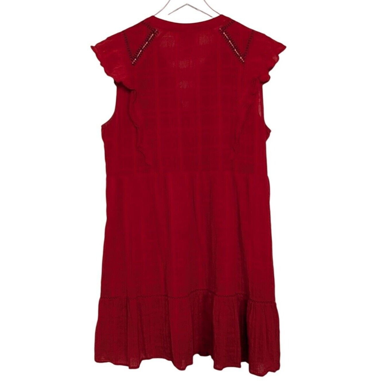 Designer Knox Rose Embroidered Floral Dress Womens Size XL Red Ruffle Size XL / US 12-14 / IT 48-50 - 10 Thumbnail