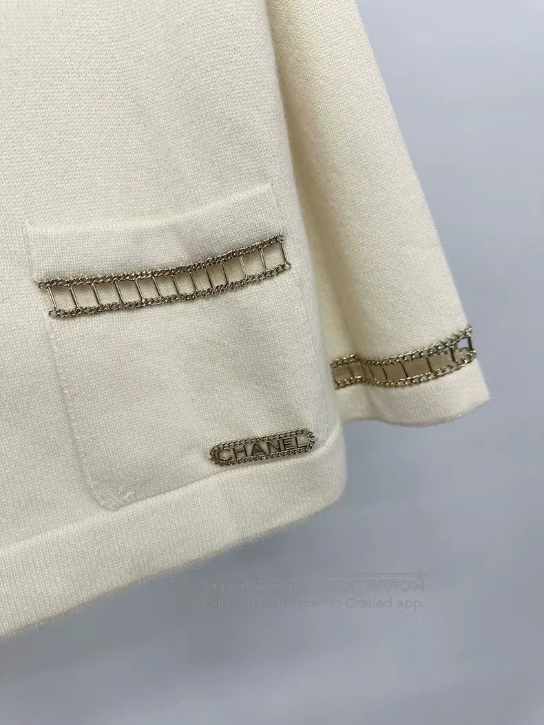 Chanel Chanel White chain cashmere sweater Size XS / US 0-2 / IT 36-38 - 4 Thumbnail