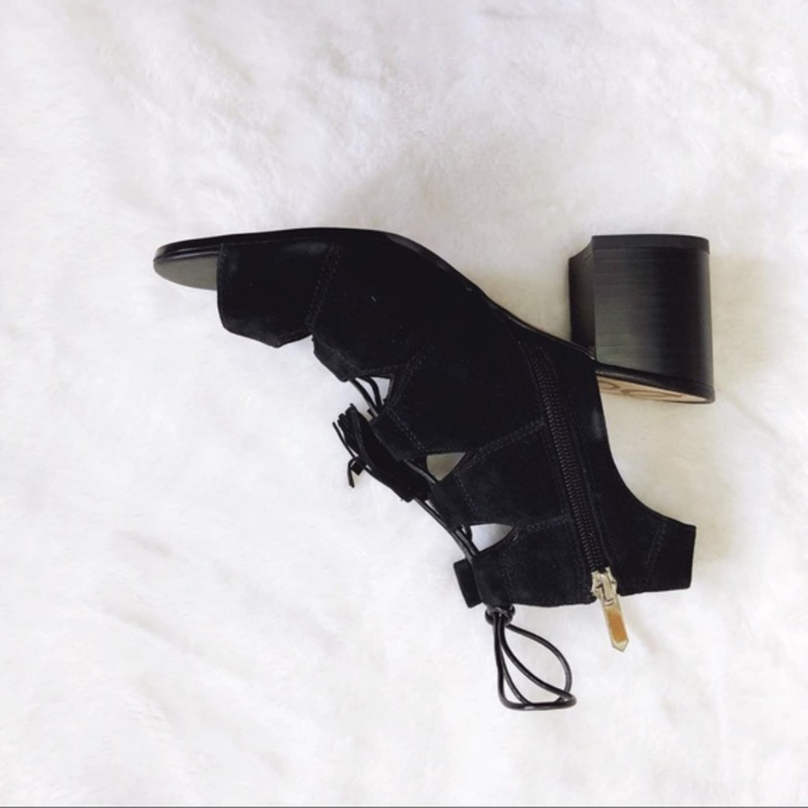 Other Sam Edelman Black Suede Sarabeth Heels with Side Zipper Size US 7 / IT 37 - 6 Thumbnail