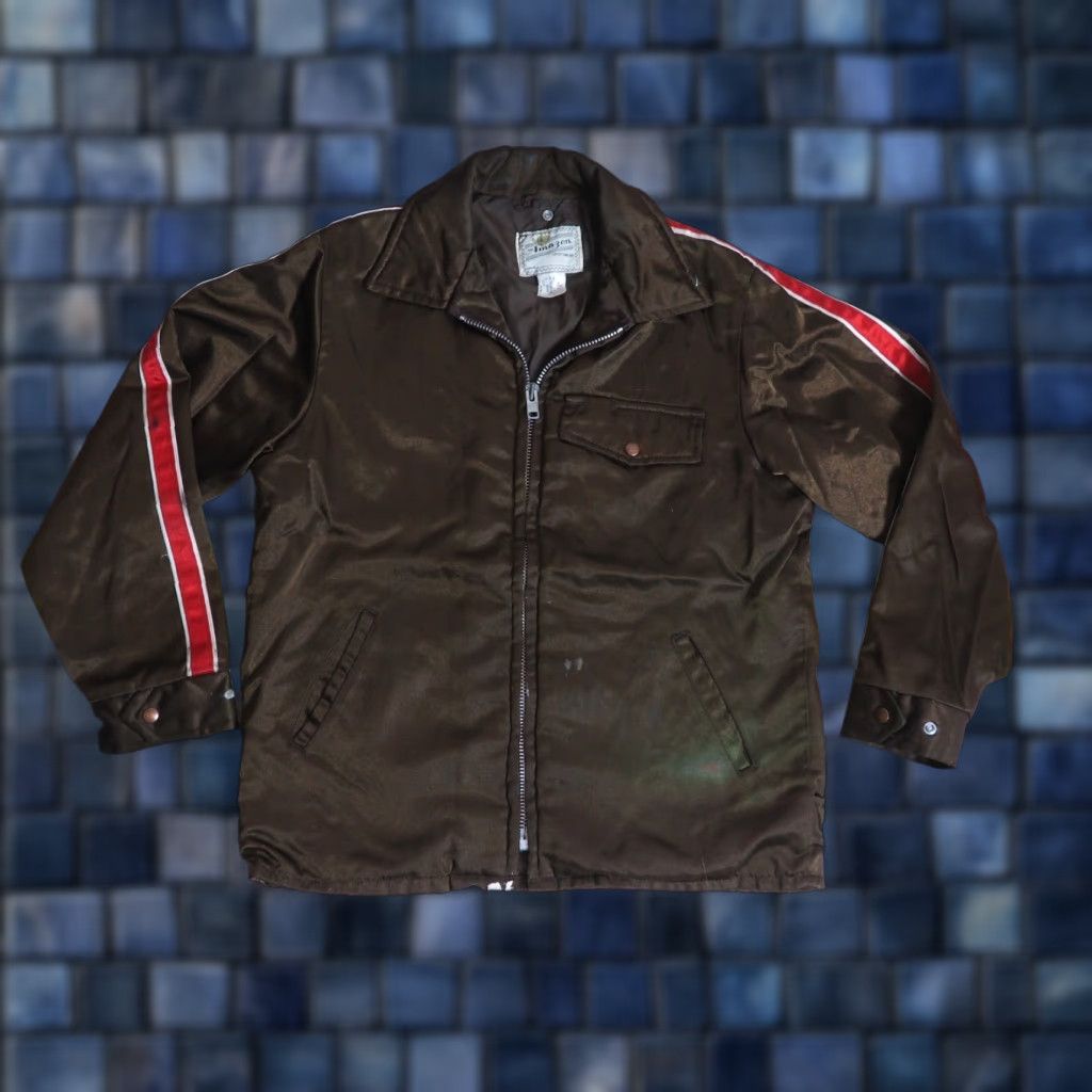 Vintage VTG 70s Amazon Sportswear Faded Brown Zip USA Striped Crop Work Jacket Mens L Size US L / EU 52-54 / 3 - 1 Thumbnail