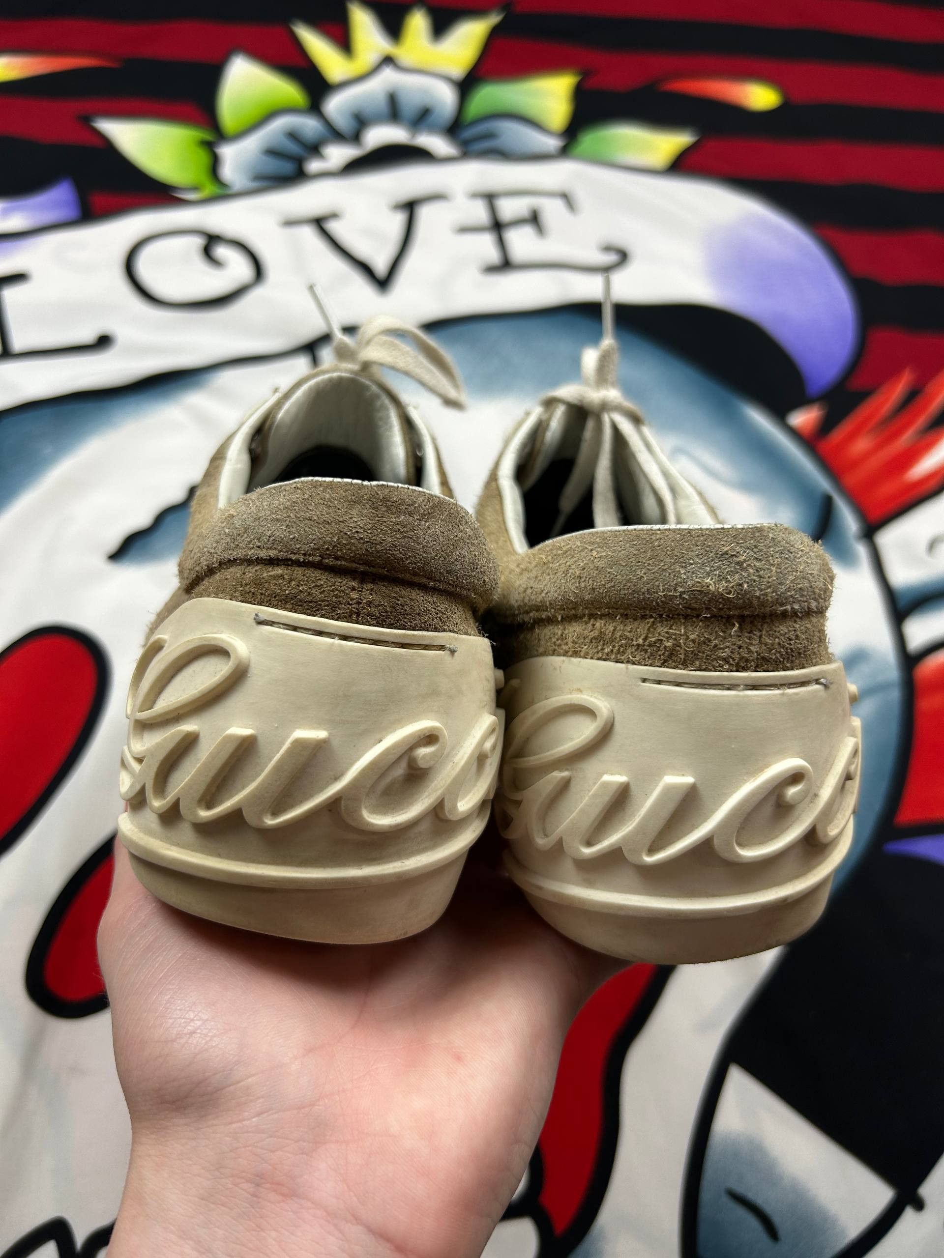 Gucci Gucci Luxury LeatherSuede Trainer with Script Logo Sneaker Size US 10 / EU 43 - 5 Thumbnail