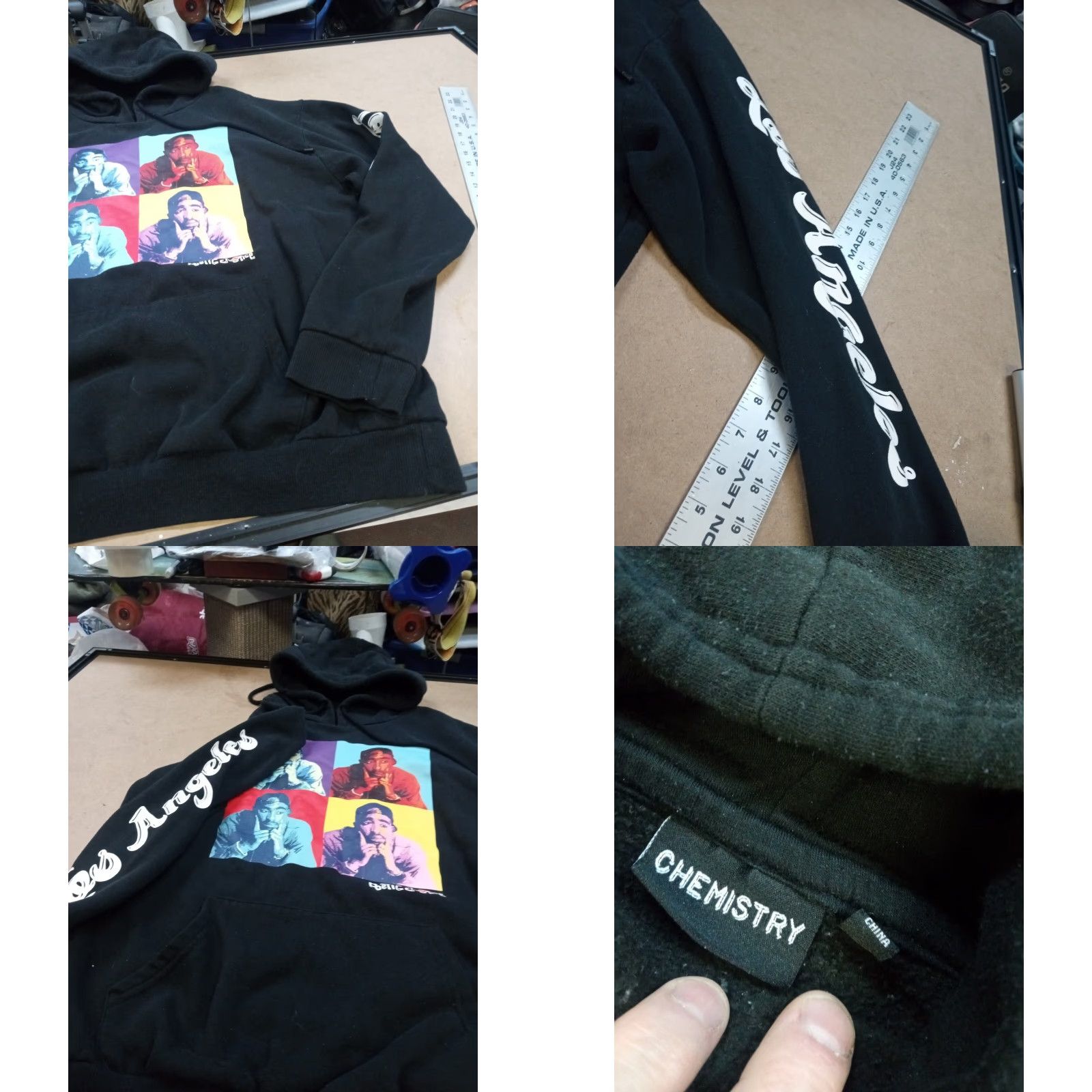 Vintage Tupac Hoodie Poetic Justice Black Cotton Knit Chemistry Large L — Hooded Graphic Print Pockets Mens Hip Hop Vintage: No Size US L / EU 52-54 / 3 - 8 Thumbnail
