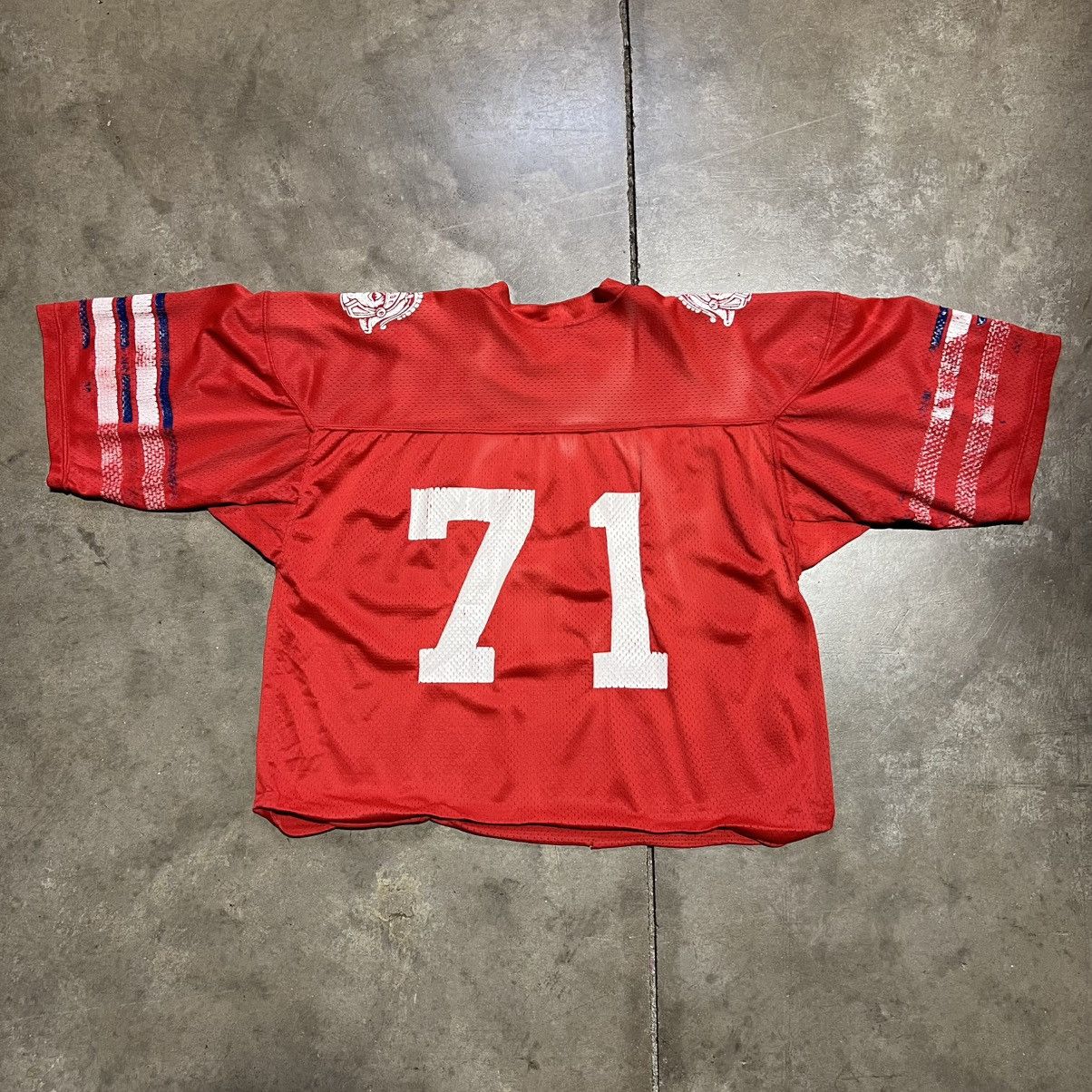 Vintage Vintage 80s Mesh Football Jersey Cropped Boxy Warm Up Faded Size US L / EU 52-54 / 3 - 6 Thumbnail