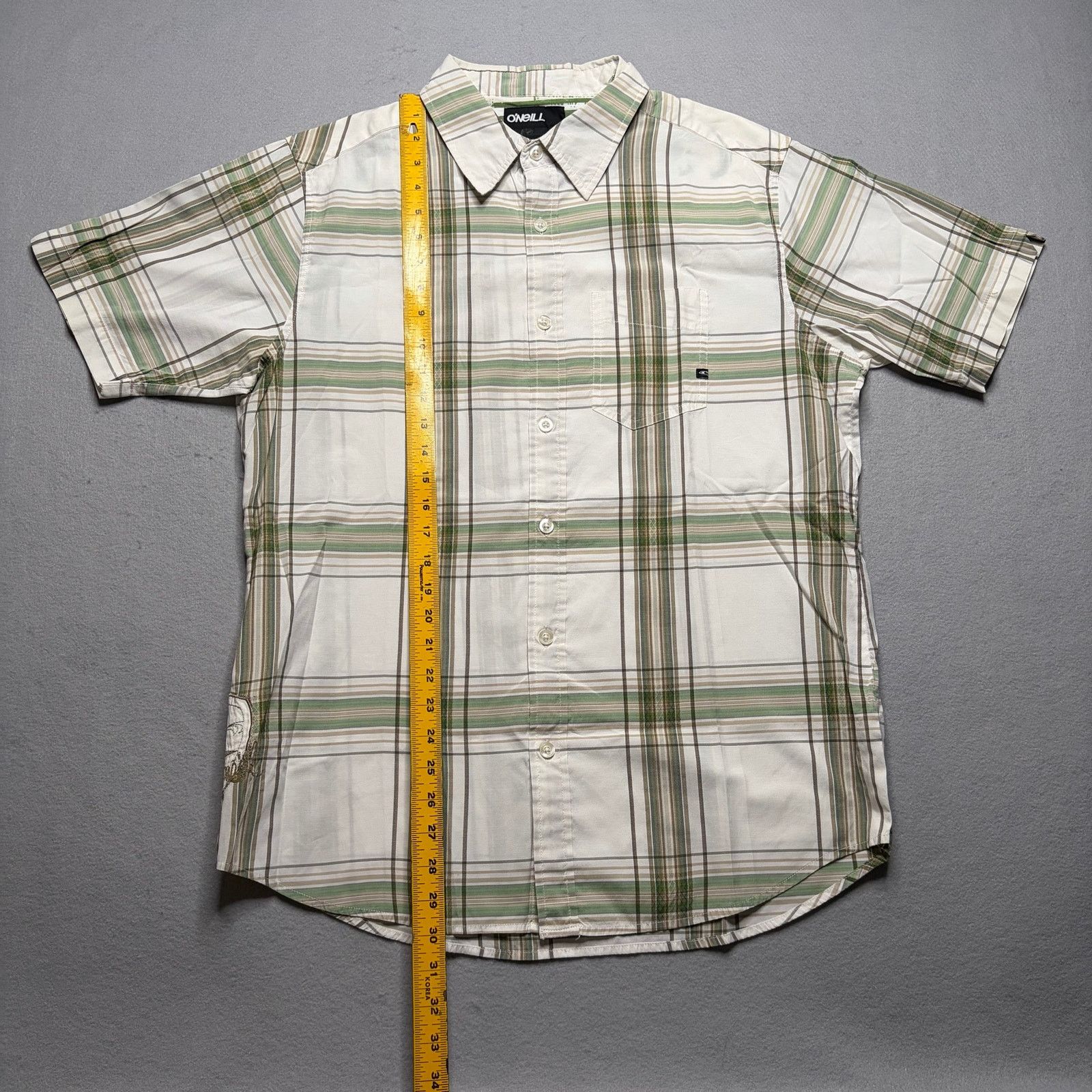 O'Neill O’Neill Plaid Button Up Shirt Men’s Large White Green Shirt Size US L / EU 52-54 / 3 - 5 Thumbnail