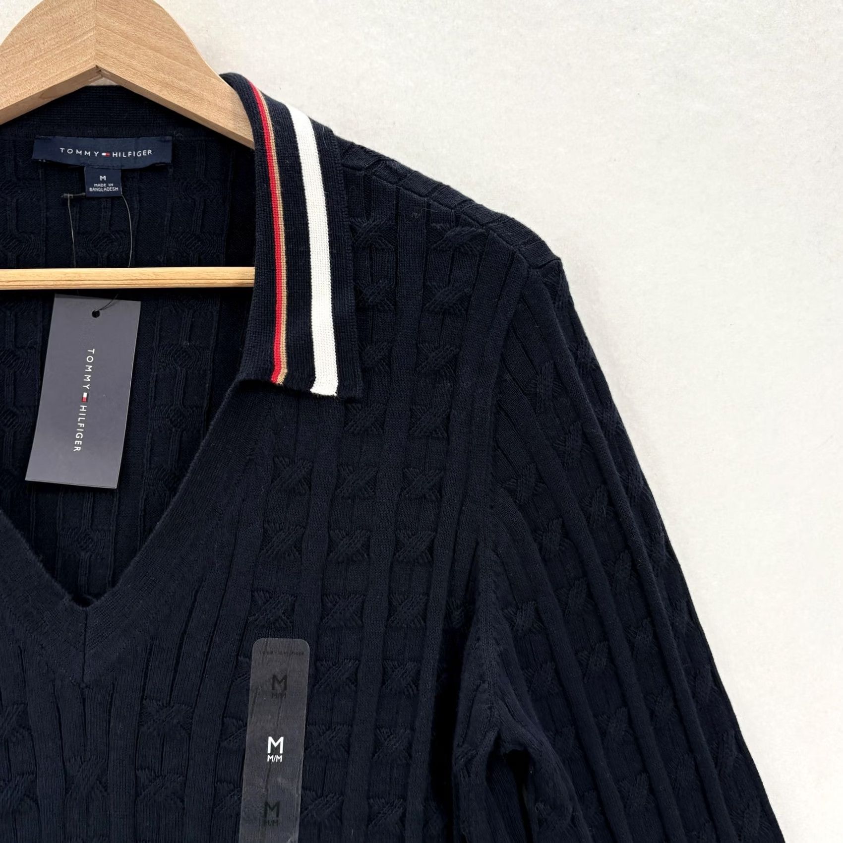 Tommy Hilfiger Tommy Hilfiger WW Johnny Sweater Womens M Blue Cable Knit V Neck 3/4 Sleeve NWT Size M / US 6-8 / IT 42-44 - 2 Thumbnail