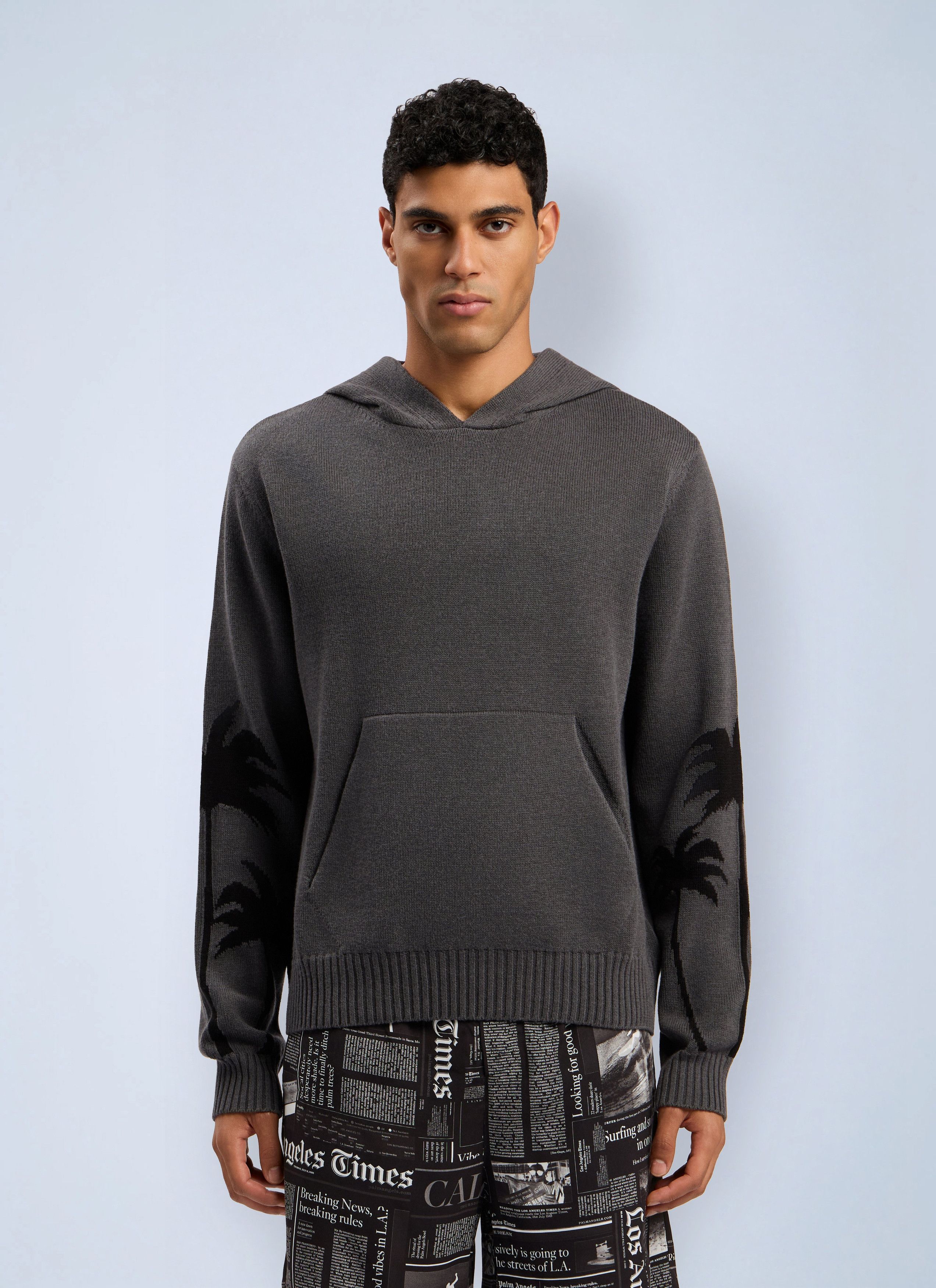 Palm Angels Back Palms Knit Hooded Sweatshirt Size US XXS / EU 40 - 1 Thumbnail