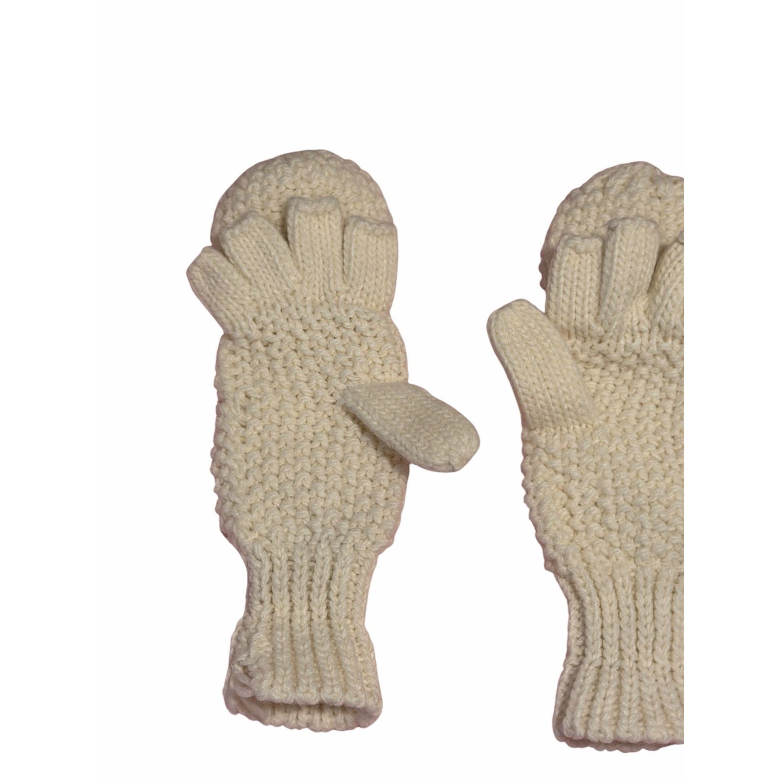 Other Women's White Solid Fuzzy Hand Knit Bird Mitten Gloves Size ONE SIZE - 6 Thumbnail
