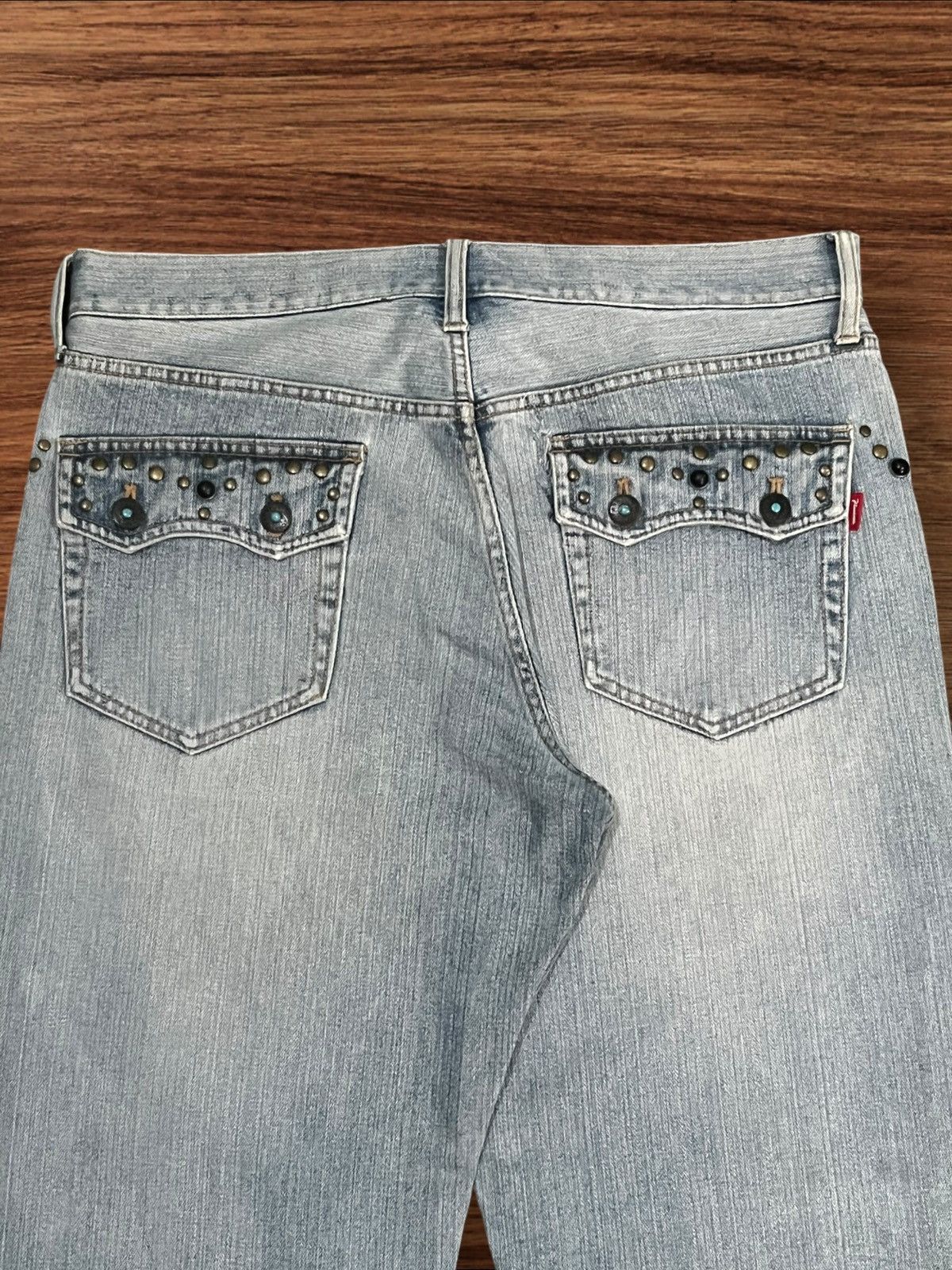 Le Grande Bleu (L.G.B.) ⚡️Sick⚡️Japanese Brand Pluvious Rhinestone Frayed Leg Jeans Size US 34 / EU 50 - 7 Thumbnail