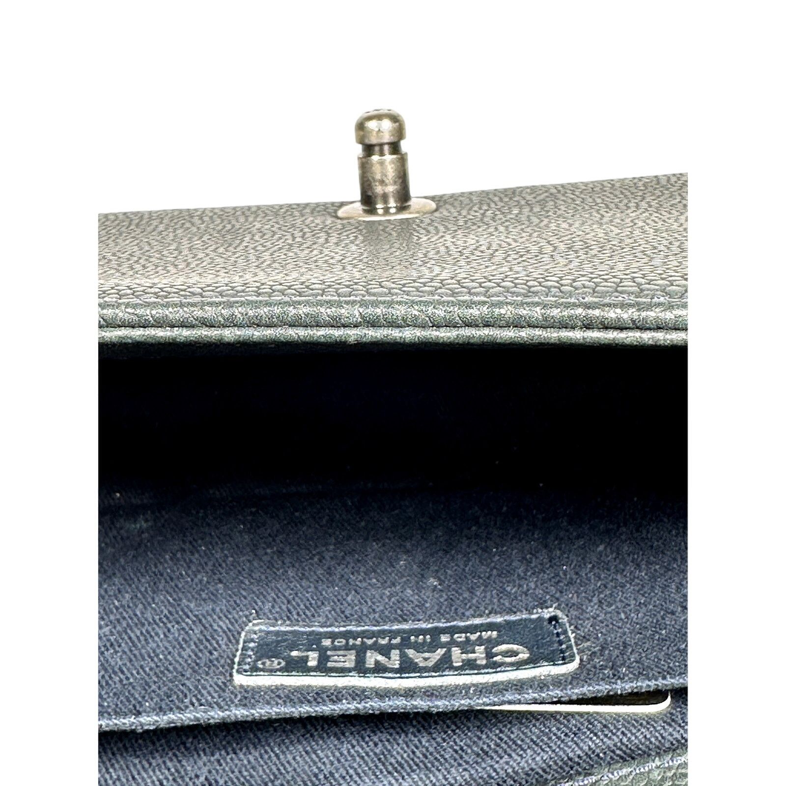 CHANEL Caviar Stitched Medium Boy Flap Shoulder Bag Black