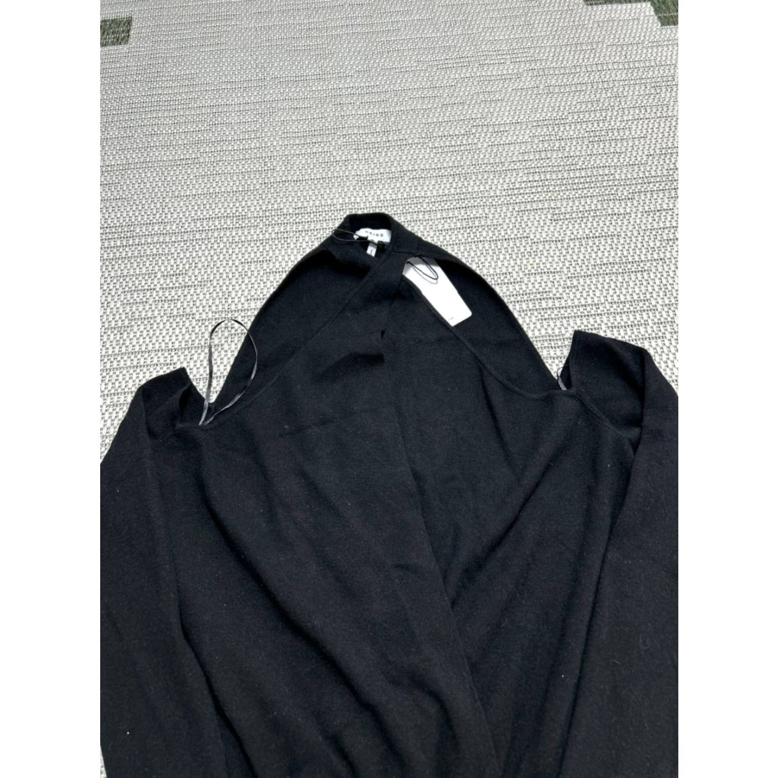 Reiss Reiss Midi Sweater Dress Womens M Black Knit Ribbed Stretch Tailored V-Neck Pullover Casual Party/Cocktail Size M / US 6-8 / IT 42-44 - 3 Thumbnail
