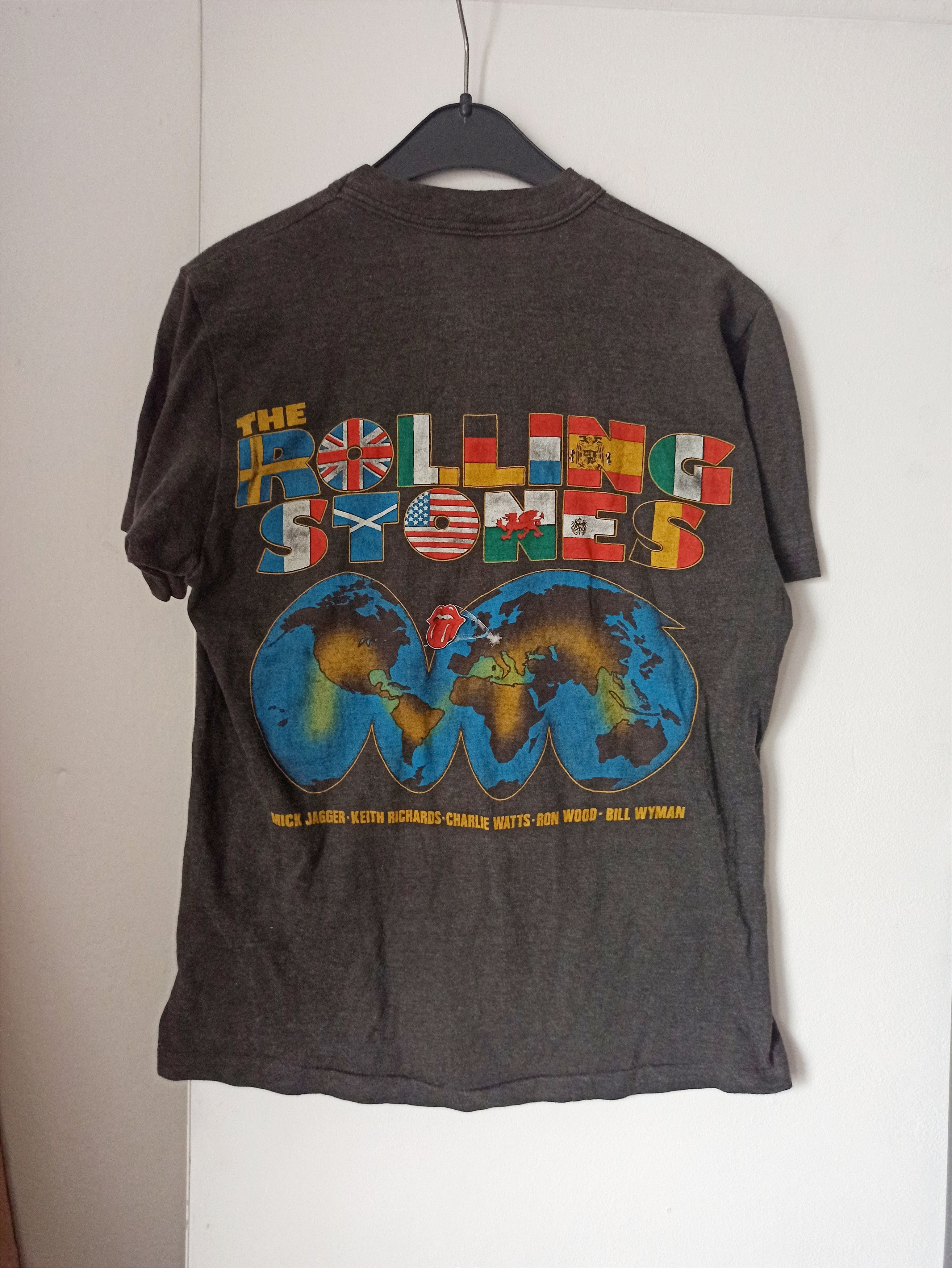 Image of Archival Clothing x Made In USA 1982 The Rolling Stones Tour Tee in Dark Grey Wash, Men's (Size XS)