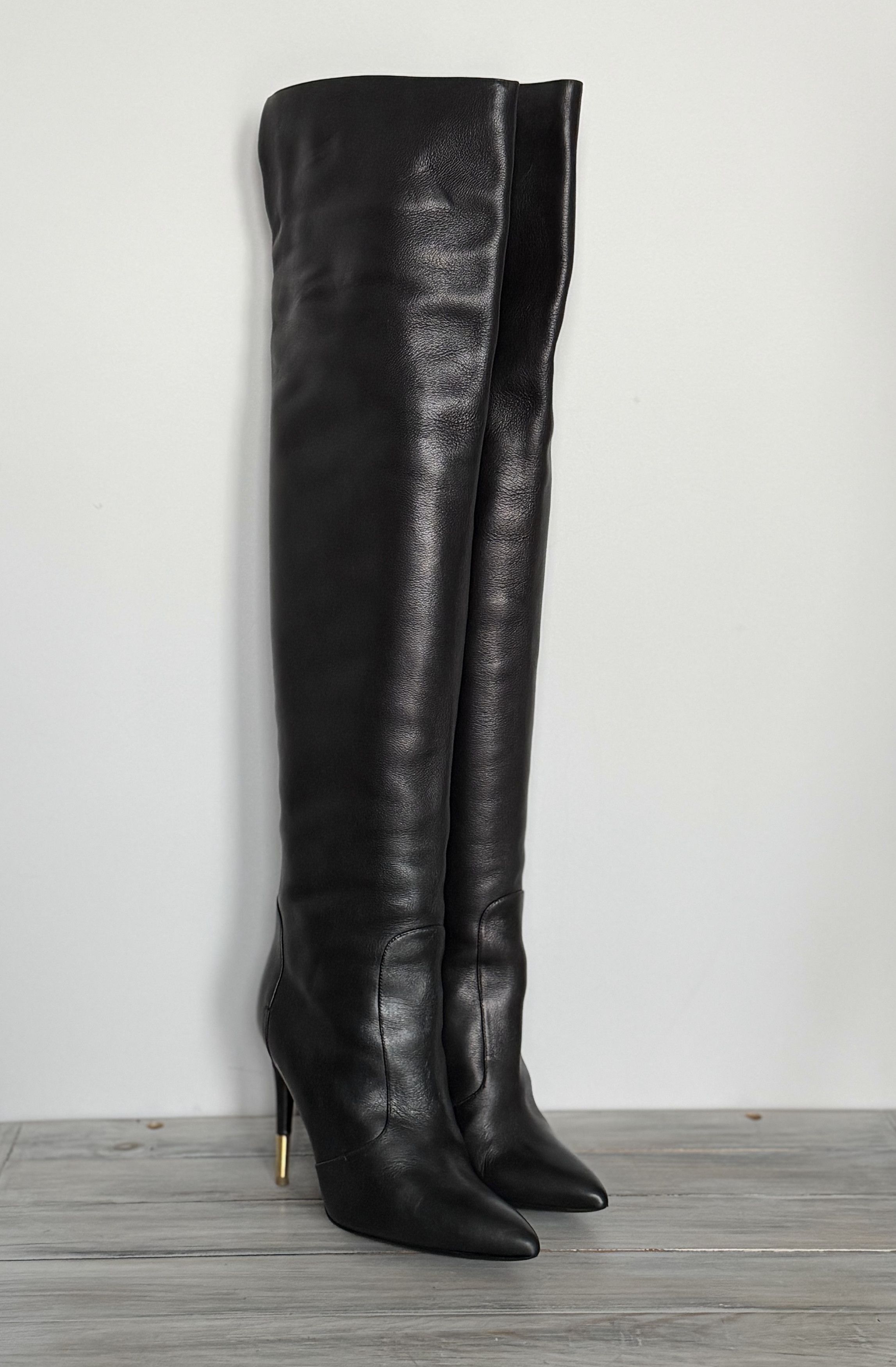 TOM FORD Embellished Leather Over-The-Knee Boots MadeinItaly