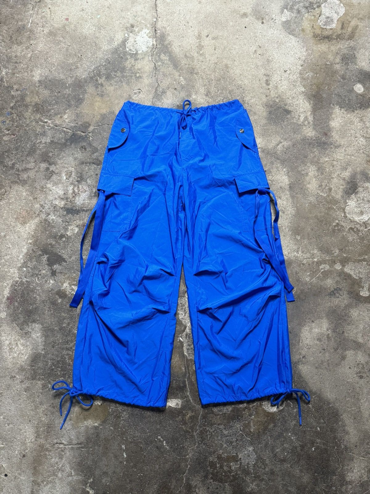 Vintage Wide Leg Blue Raver Cargo Parachute Pants | Grailed