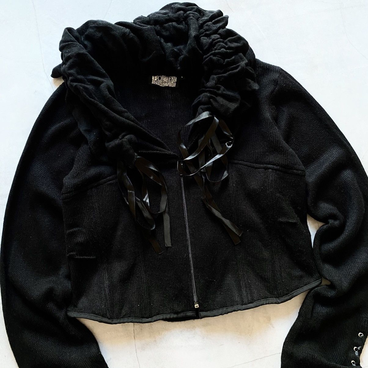 Hysteric Glamour 00s Punk Poizen Industries Corset Lace Up Zip Sweatshirt Y2K Size L / US 10 / IT 46 - 2 Thumbnail