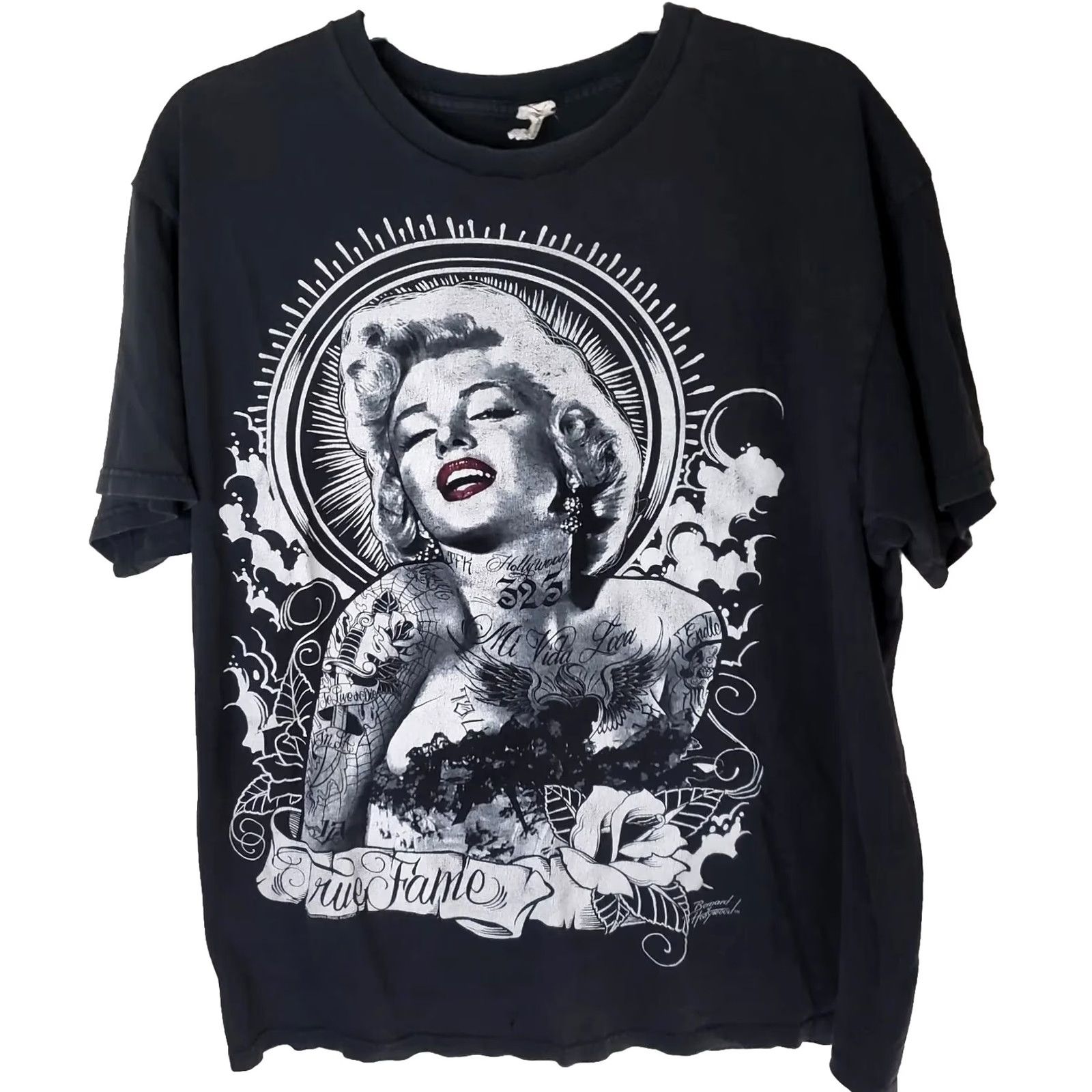 Vintage Marilyn Monroe T-shirt Urban Streetwear Tattoo Art Tee Men's XL Black Size US XL / EU 56 / 4 - 2 Thumbnail