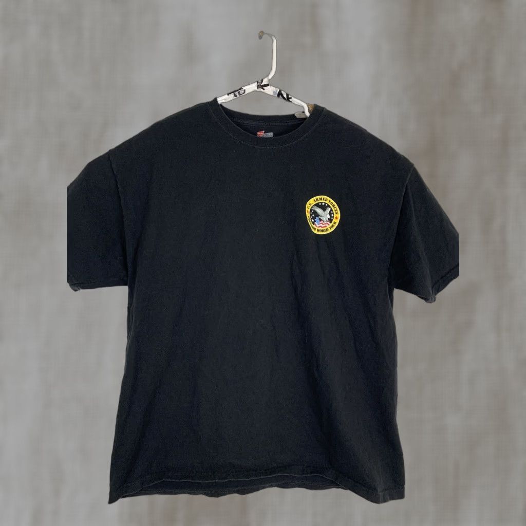 Hanes Hanes Mens XL US Armed Forces World Tour Military Freedom Black T-Shirt Size US XL / EU 56 / 4 - 1 Thumbnail