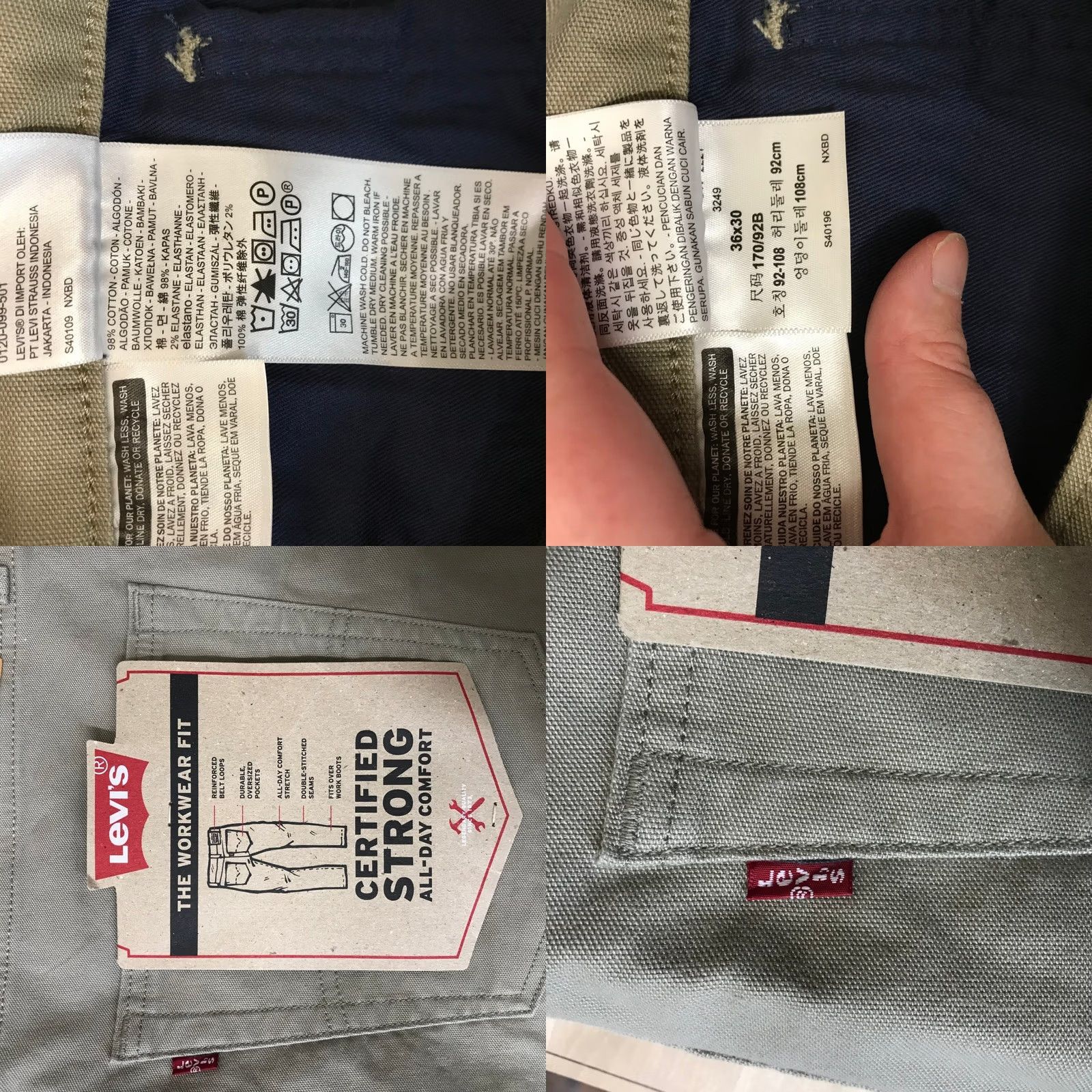 Vintage VINTAGE Levi Strauss Workwear Pants Men 36x30 Beige Khaki Cotton Blend Comfort Slim Straight Leg Mens Size US 36 / EU 52 - 8 Thumbnail