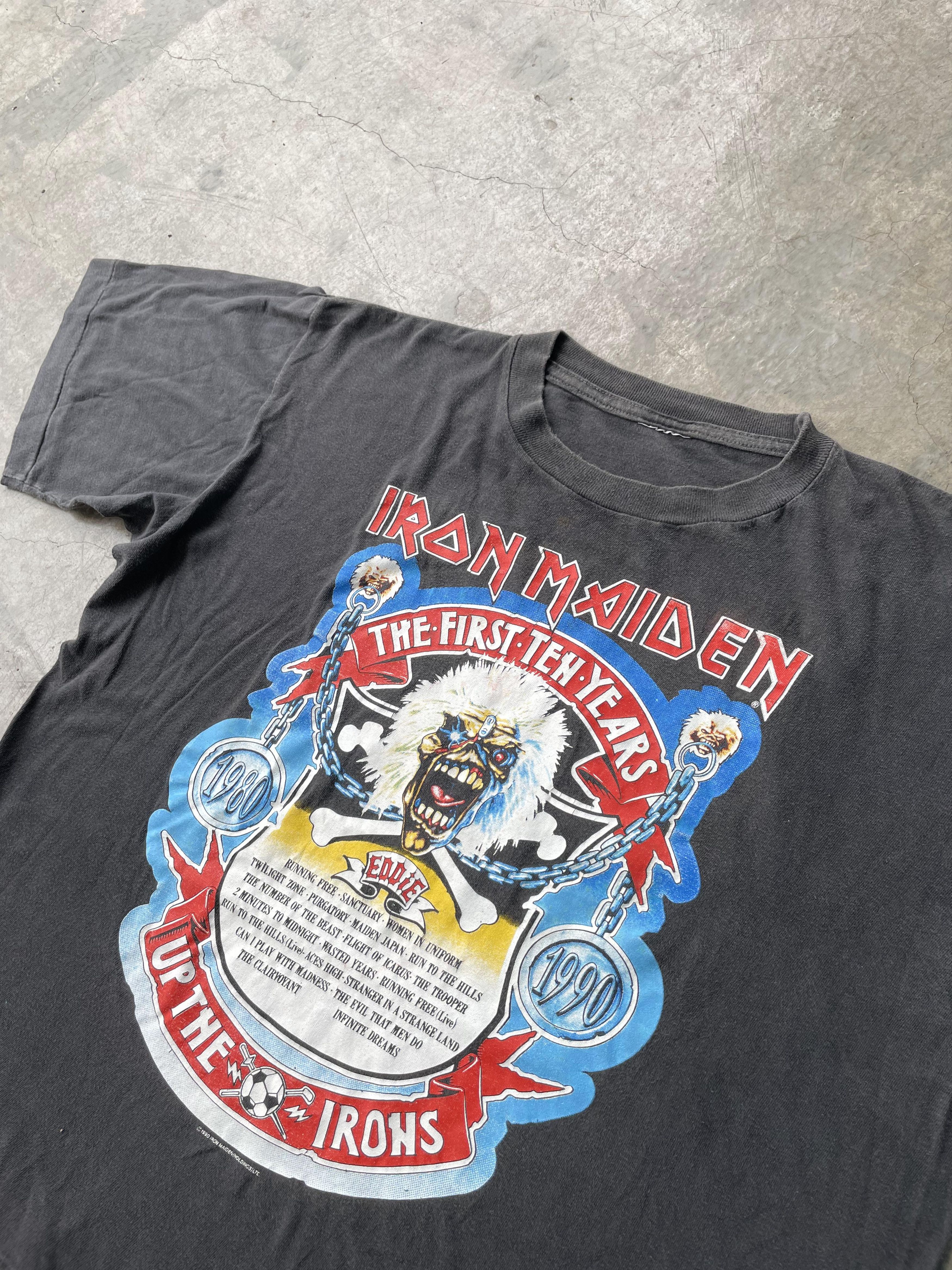 Band Tees × Iron Maiden × Vintage VTG 90's Iron Maiden The 1st Ten Year Tshirt Size US XL / EU 56 / 4 - 2 Thumbnail