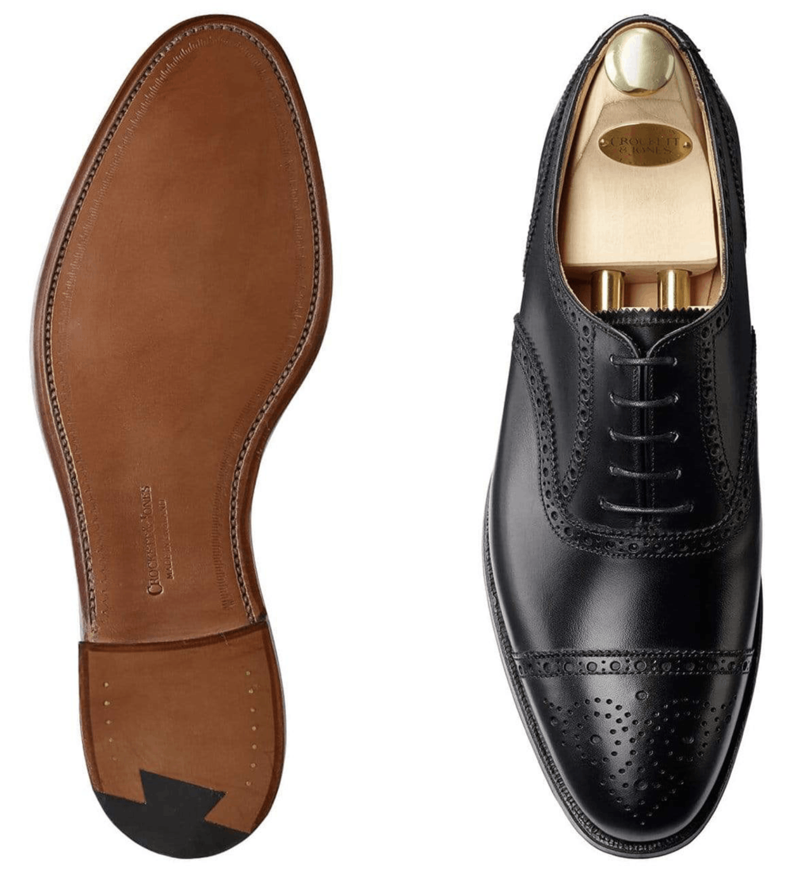 Crockett & Jones CUSTOM ORDER SHELL CORDOVAN CAP TOE OXFORD BROQUES Size US 12.5 / EU 45-46 - 3 Thumbnail