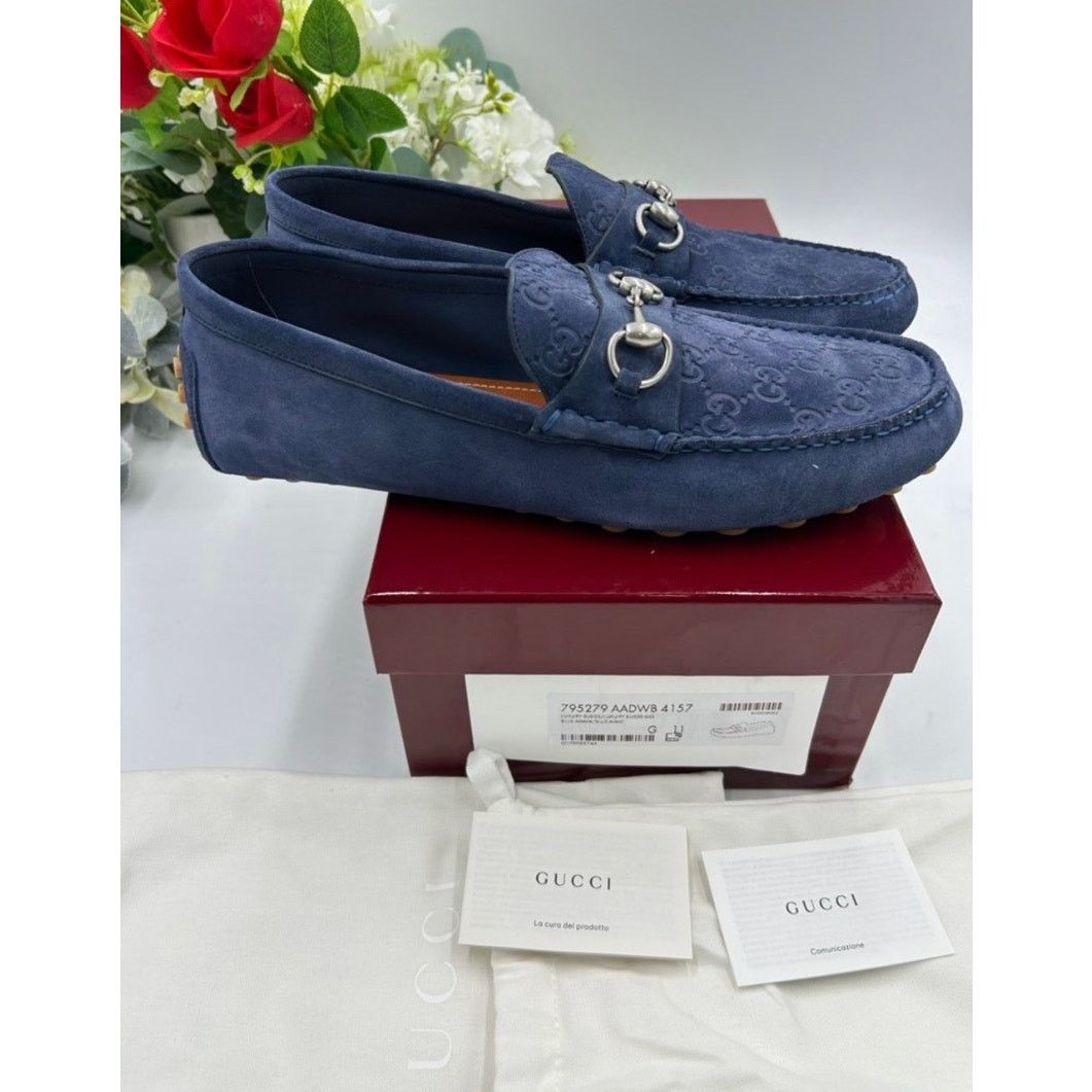 Gucci Gucci blue suede GG embossed Driver loafer sz 11 fits 11.5 Size US 11.5 / EU 44-45 - 6 Thumbnail