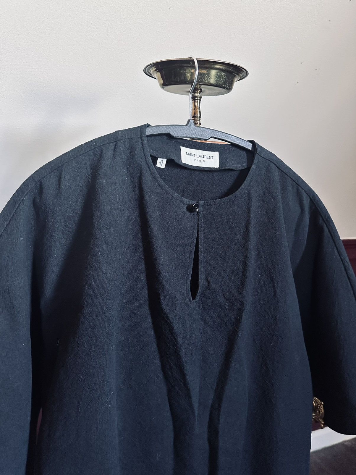 Saint Laurent Paris Fringe hem buttoned v-neck tunic shirt black Italy Size US XS / EU 42 / 0 - 2 Thumbnail