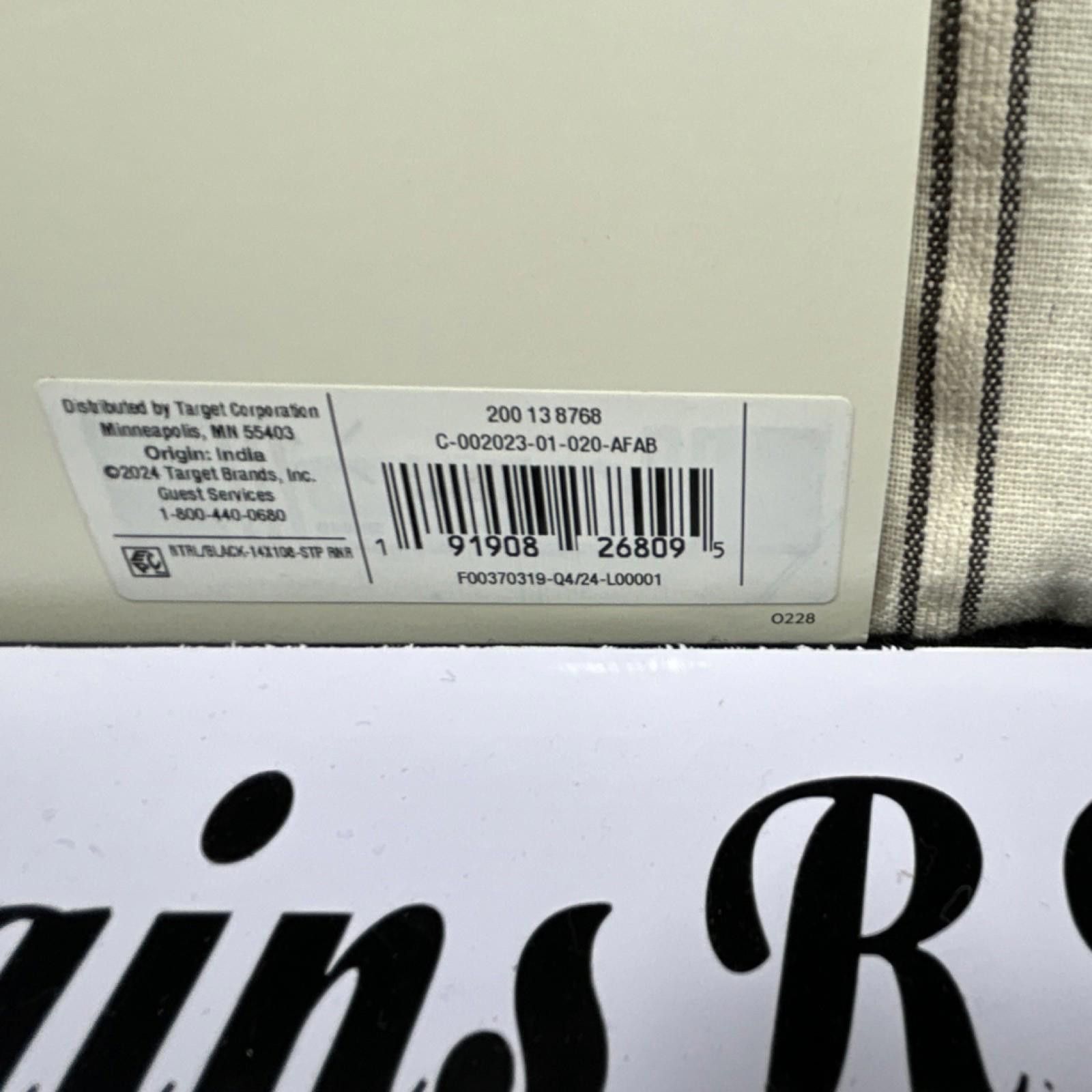 Other Threshold Striped Table Runner 14 x 108 in Beige Black Cotto Size ONE SIZE - 3 Thumbnail
