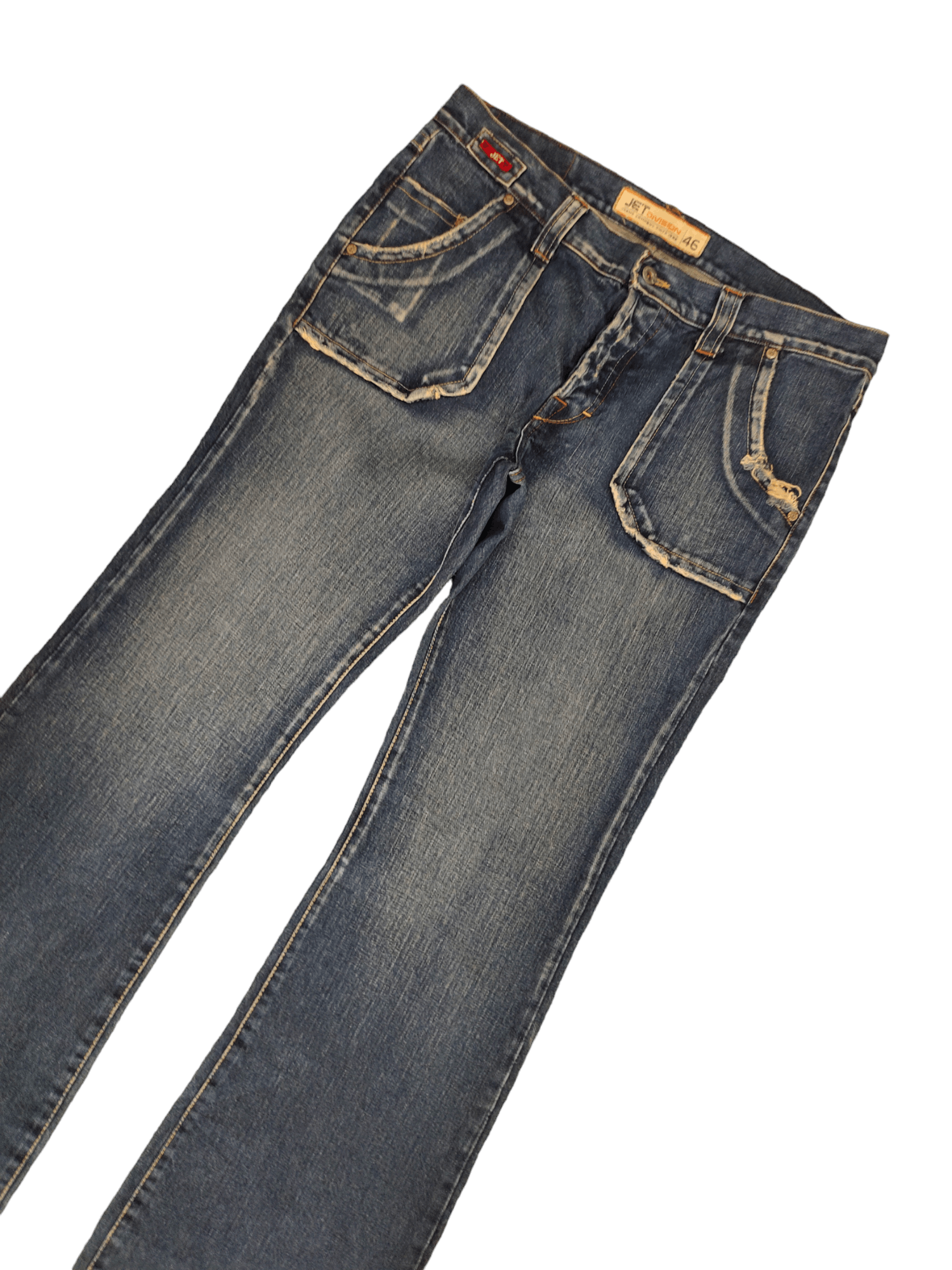 If Six Was Nine Flare Baggy Jeans Jet Division Distress Faded Denim Boot Cut Size US 35 - 5 Thumbnail