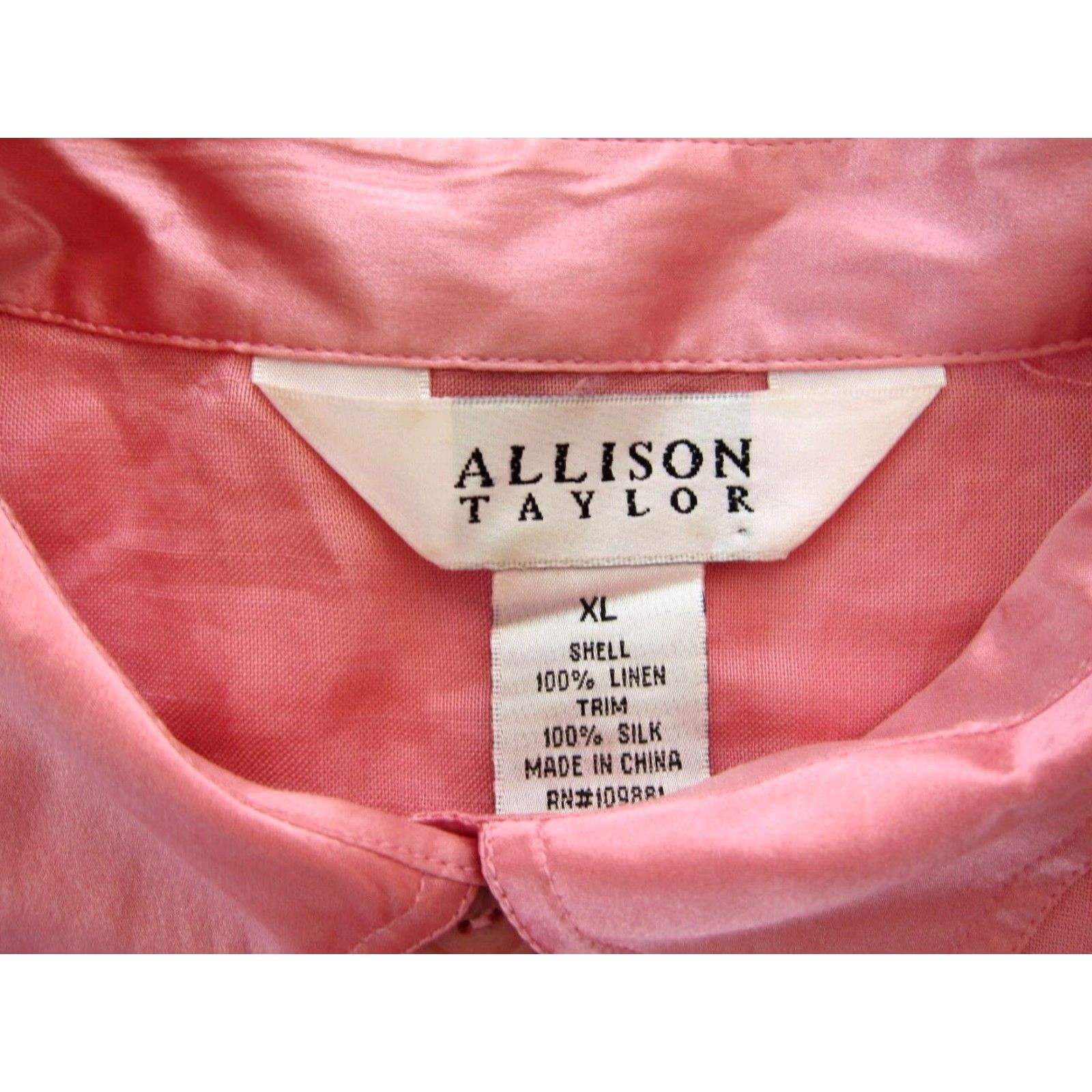 Vintage Allison Taylor Pink Linen Silk Trim Button Down Collared Long Sleeve Blouse XL Size XL / US 12-14 / IT 48-50 - 3 Thumbnail