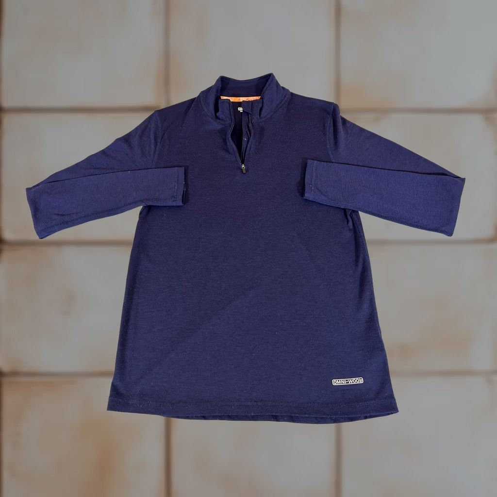 Layer 8 Omni Wool Shirt Mens M Blue 1/4 Zip Pullover Long Sleeve Base Layer Thermal Size US M / EU 48-50 / 2 - 1 Thumbnail