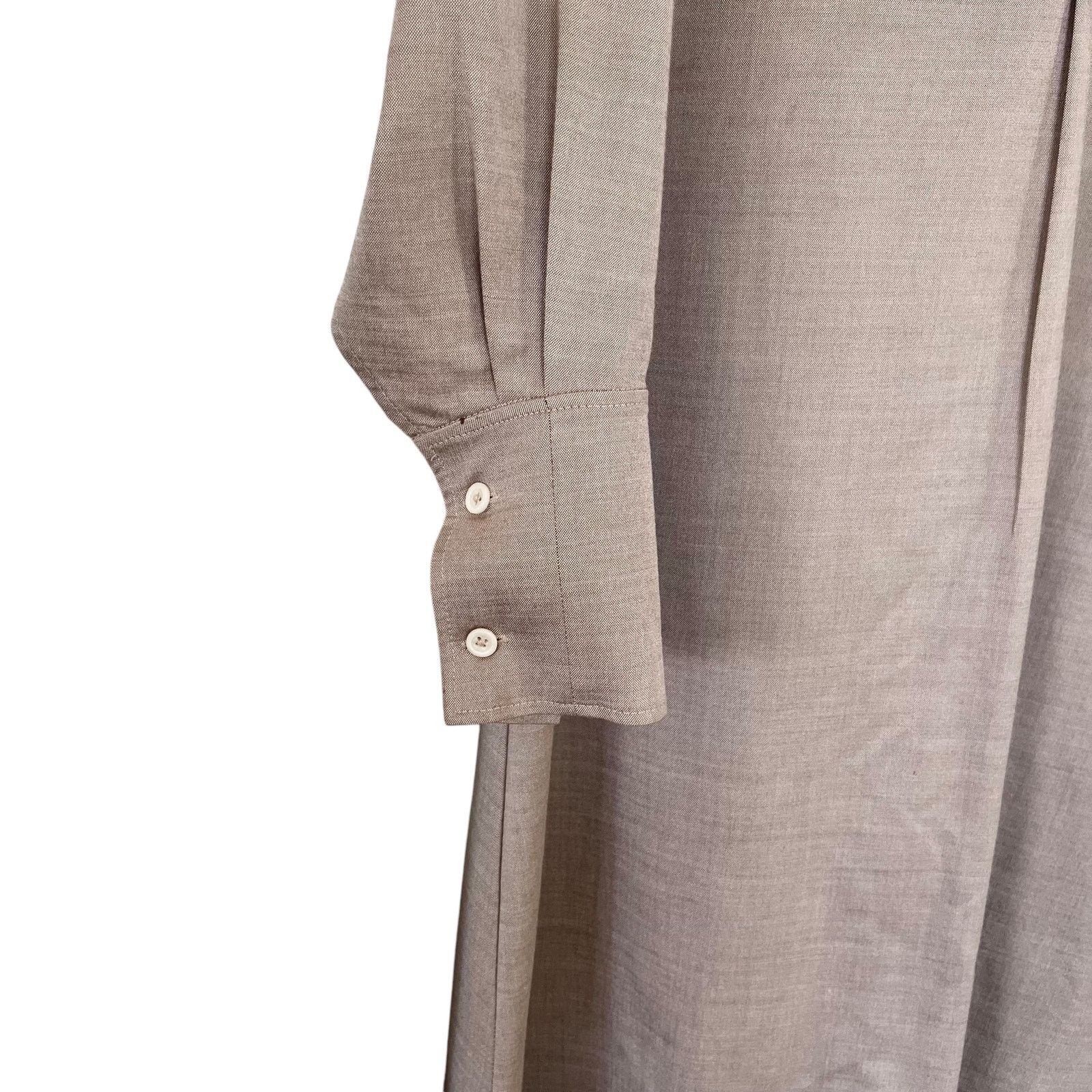 Cos COS Beige Wool Blend Oversized Collar Midi Shirt Dress Size M / US 6-8 / IT 42-44 - 5 Thumbnail