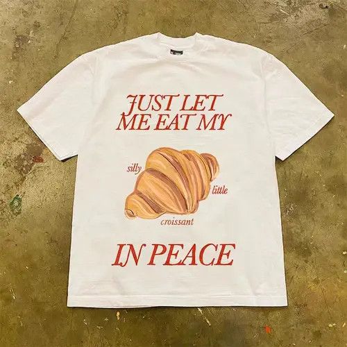 Other White loose croissant printed short sleeve T-shirt Size US S / EU 44-46 / 1 - 1 Thumbnail