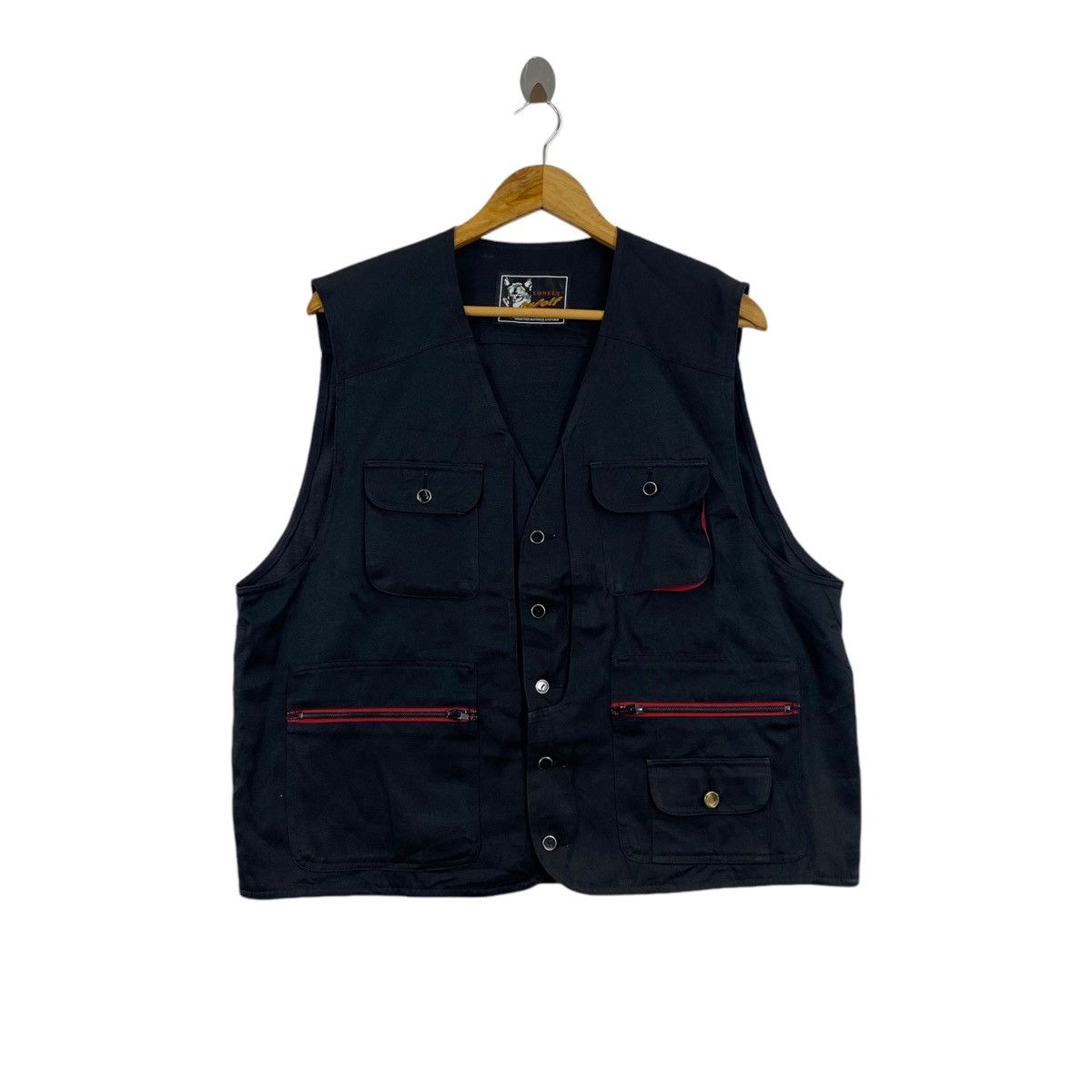 Japanese Brand LONELY WOLF Japanese Brand Multi Pockets Black Vest Jacket Size US XXL / EU 58 / 5 - 1 Thumbnail